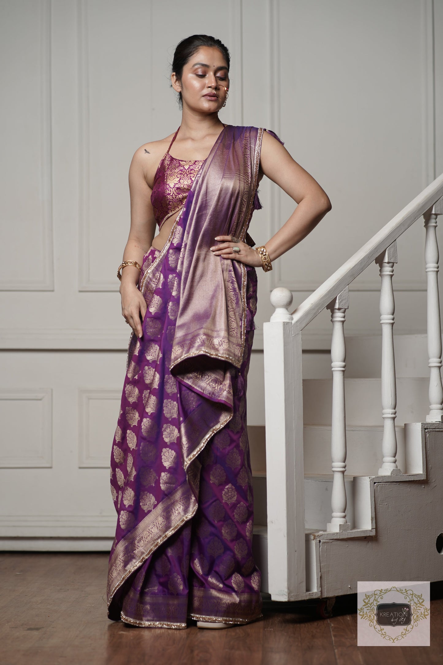 Purple Banarasi Saree kreationbykj