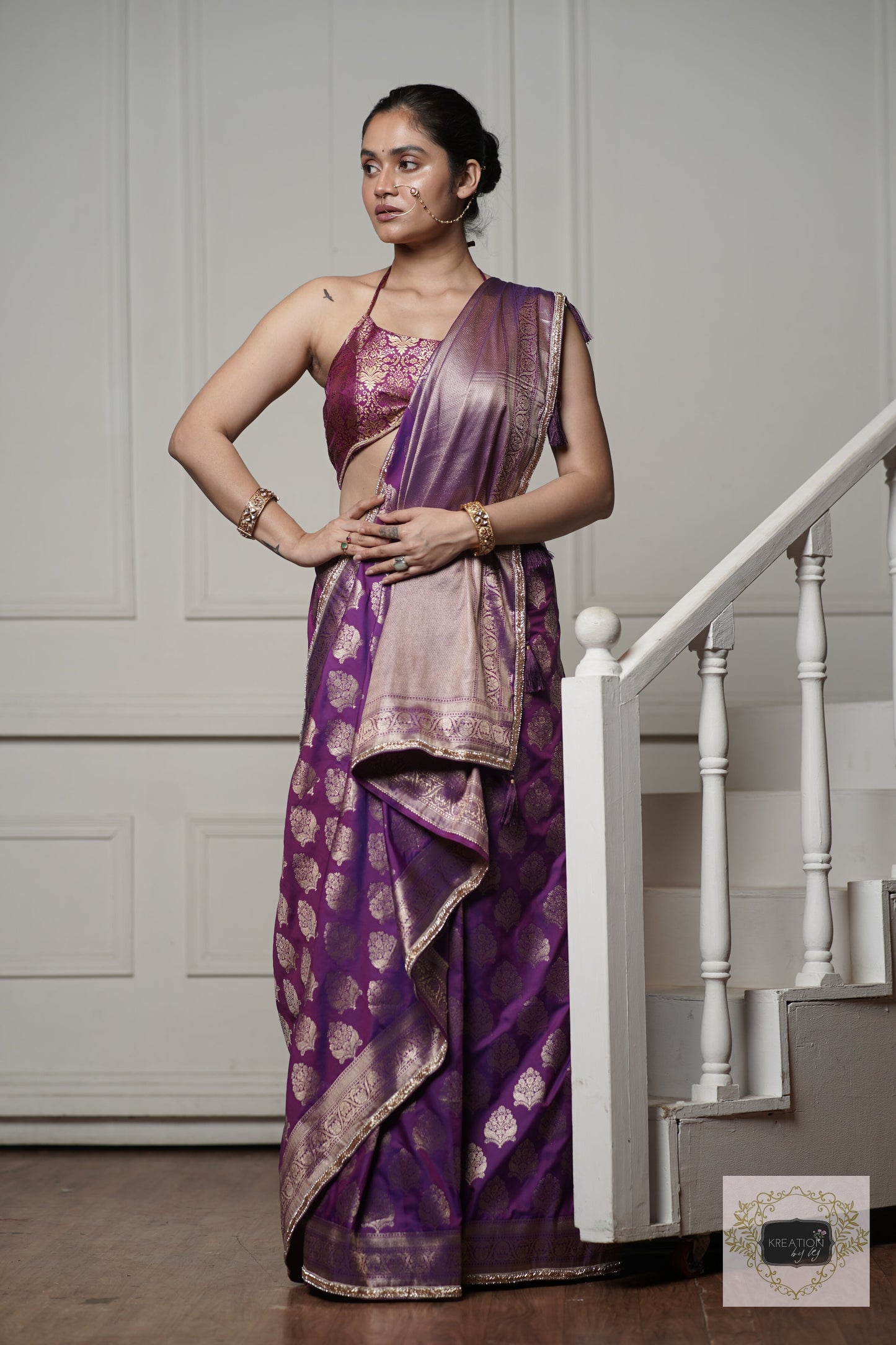 Purple Banarasi Saree kreationbykj