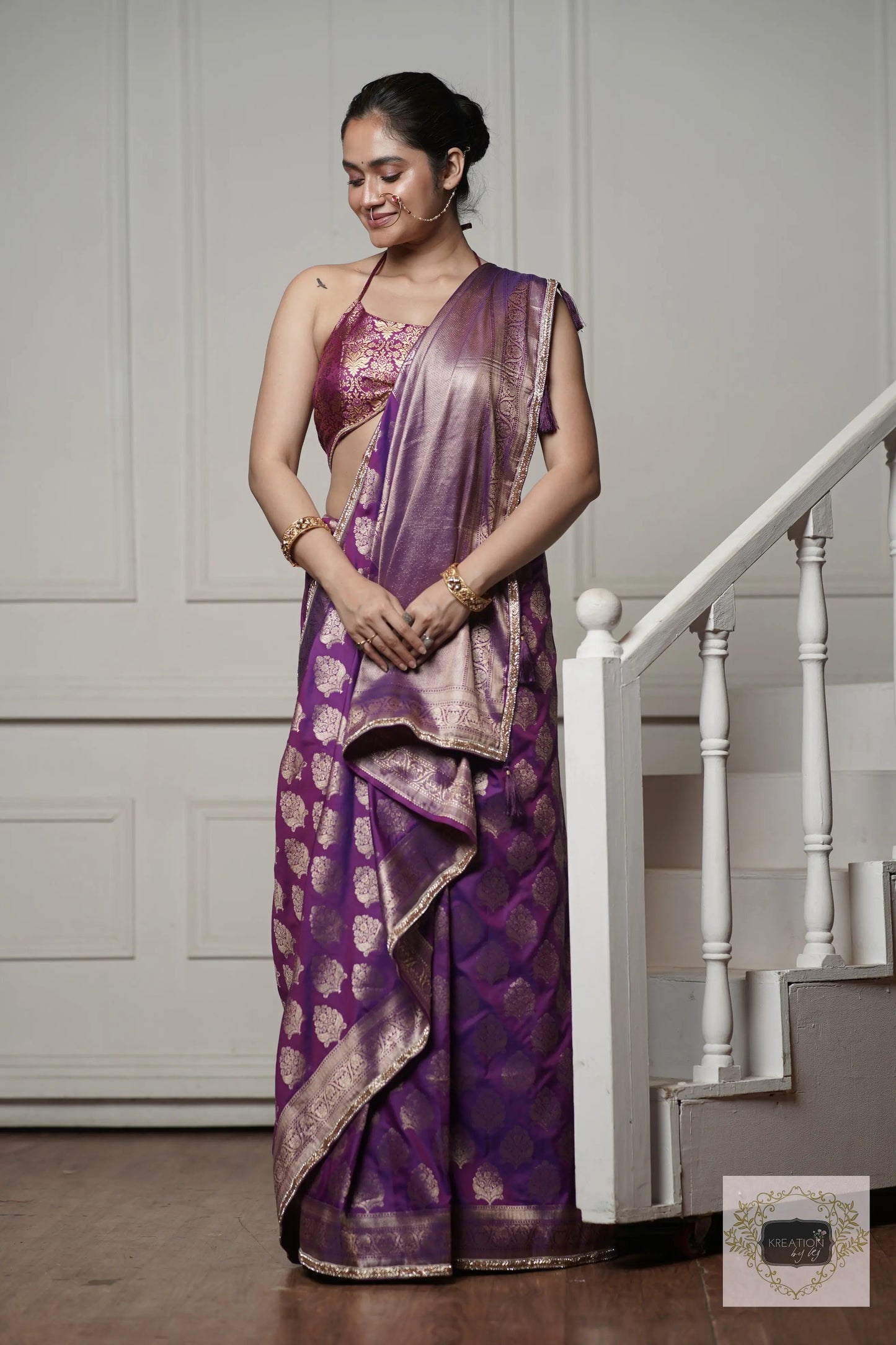 Purple Banarasi Saree kreationbykj