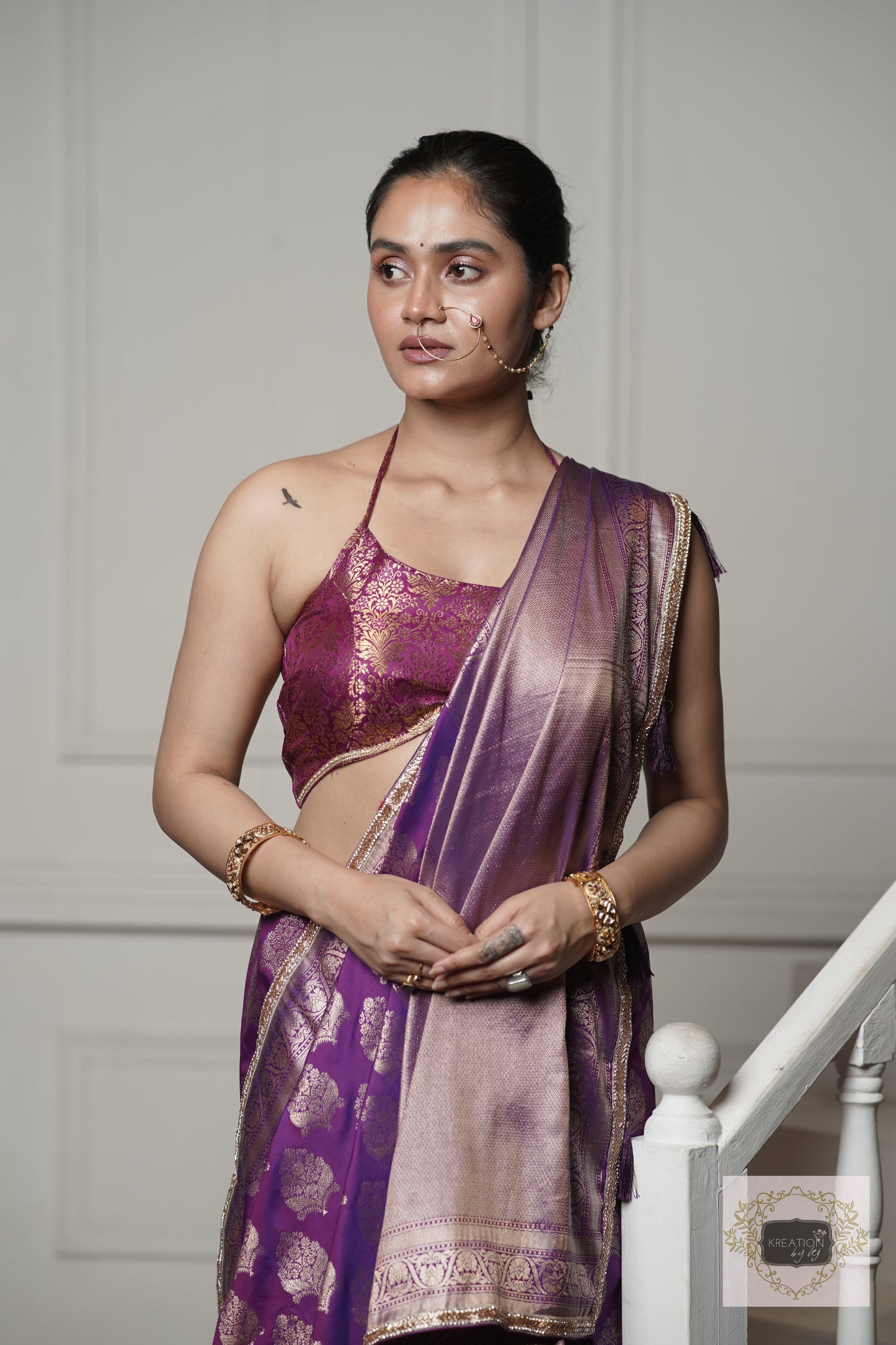Purple Banarasi Saree kreationbykj