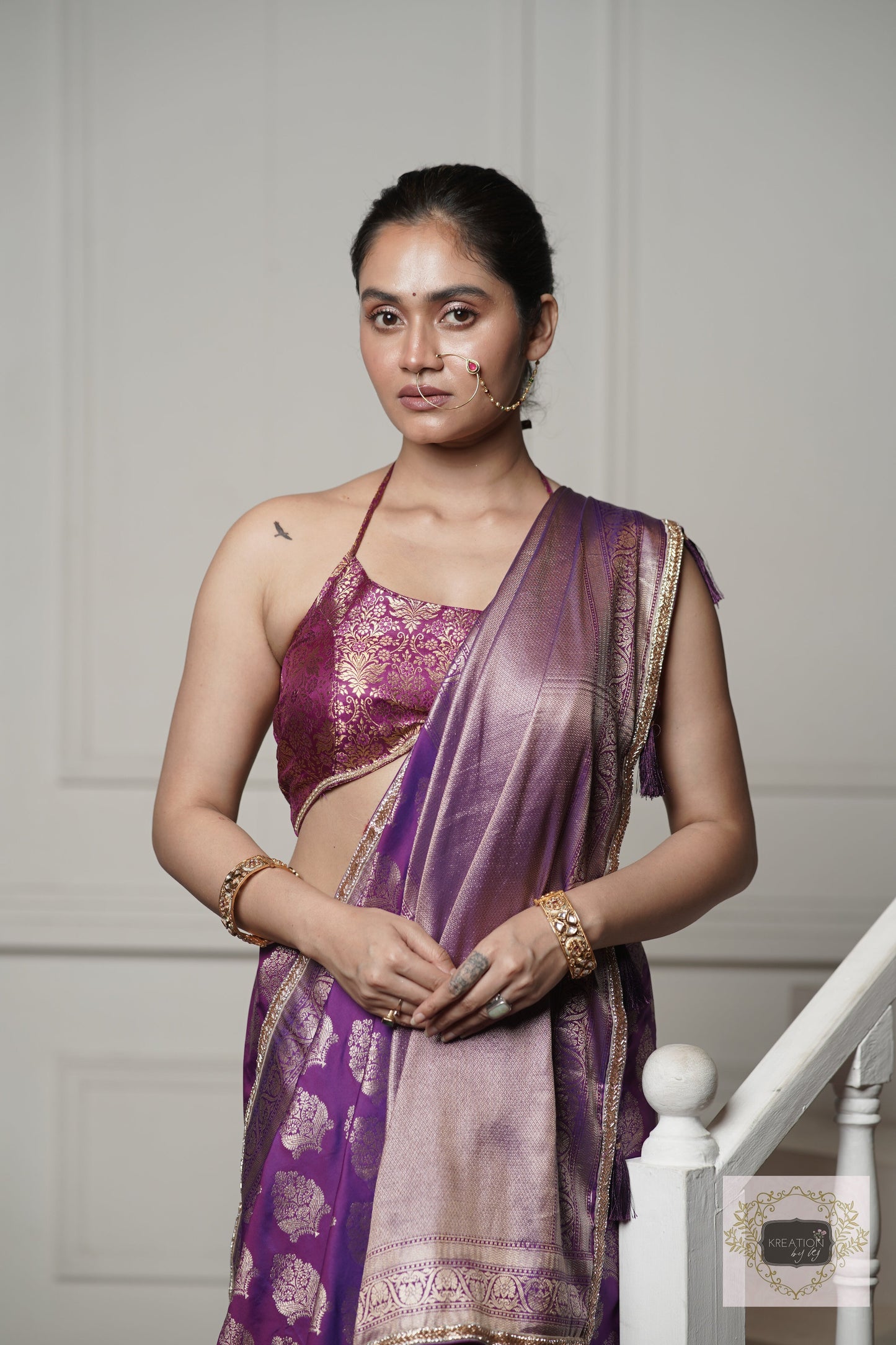 Purple Banarasi Saree kreationbykj