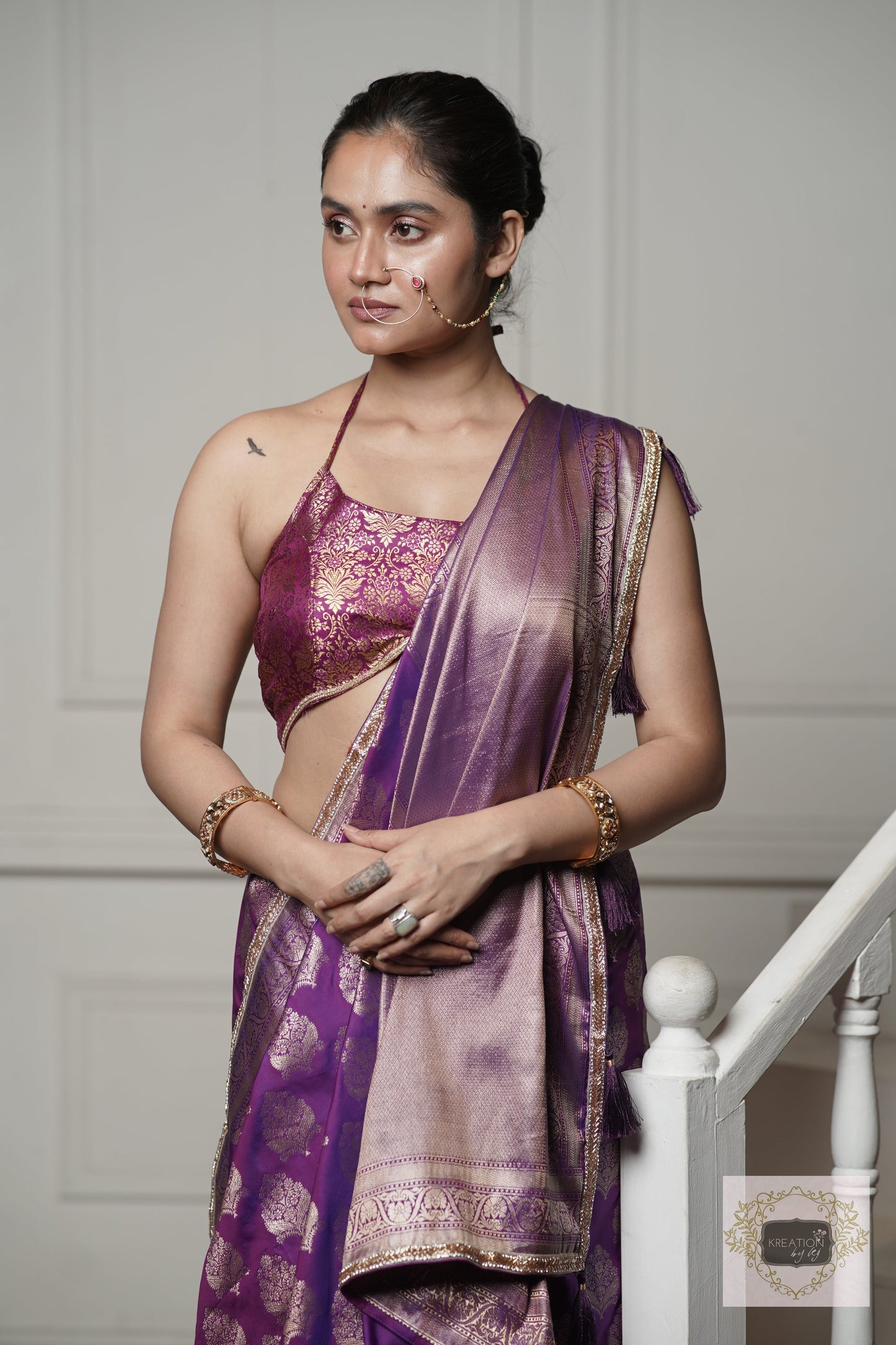 Purple Banarasi Saree kreationbykj