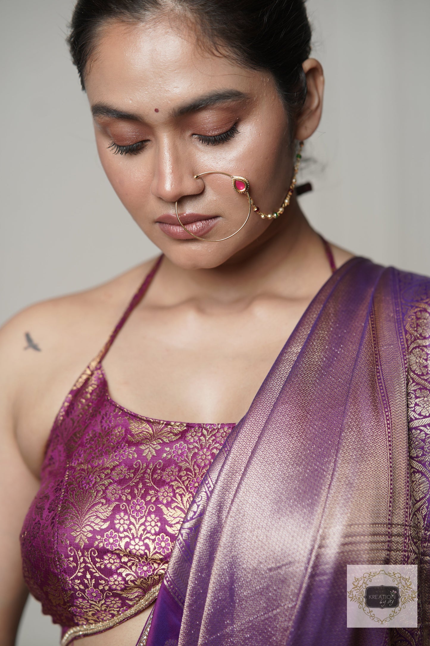 Purple Banarasi Saree kreationbykj