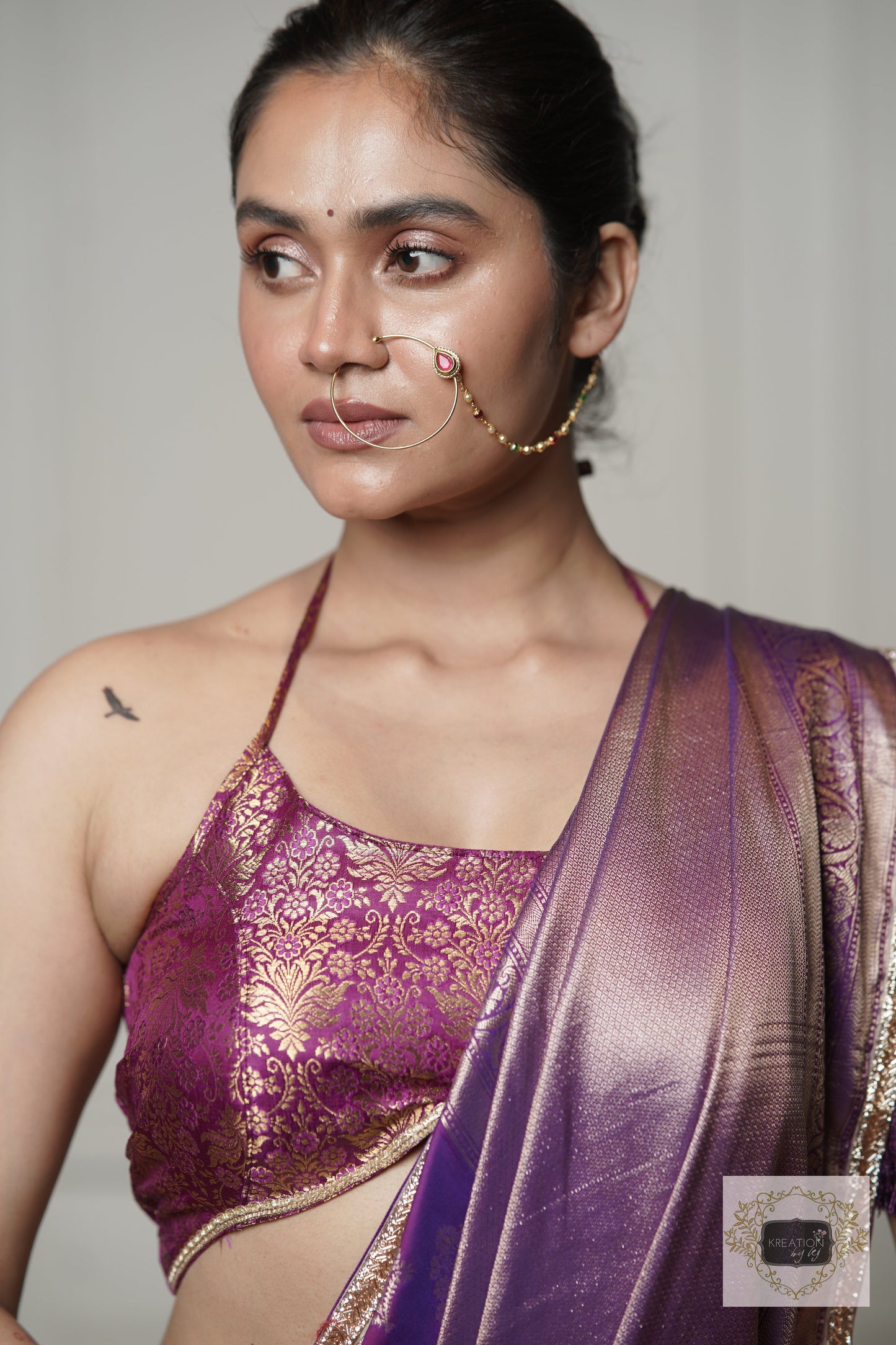 Purple Banarasi Saree kreationbykj