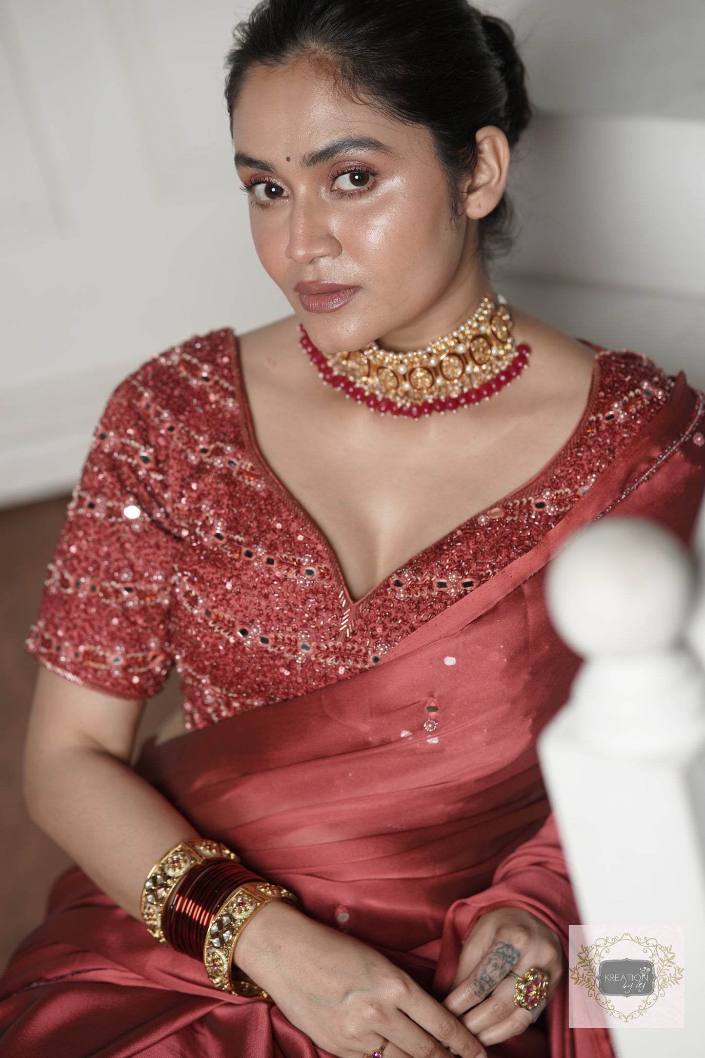 Dark Pink Cocktail Saree kreationbykj