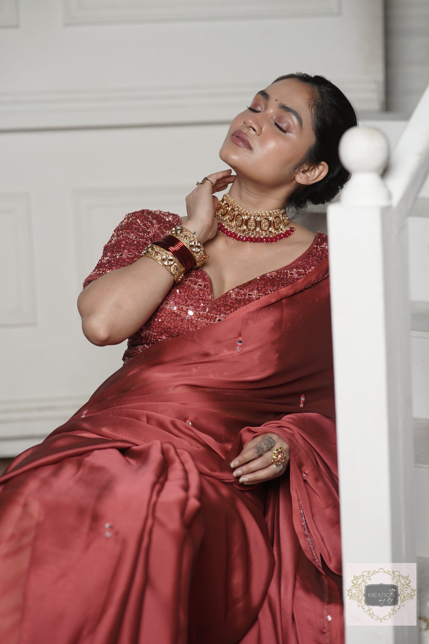 Dark Pink Cocktail Saree kreationbykj