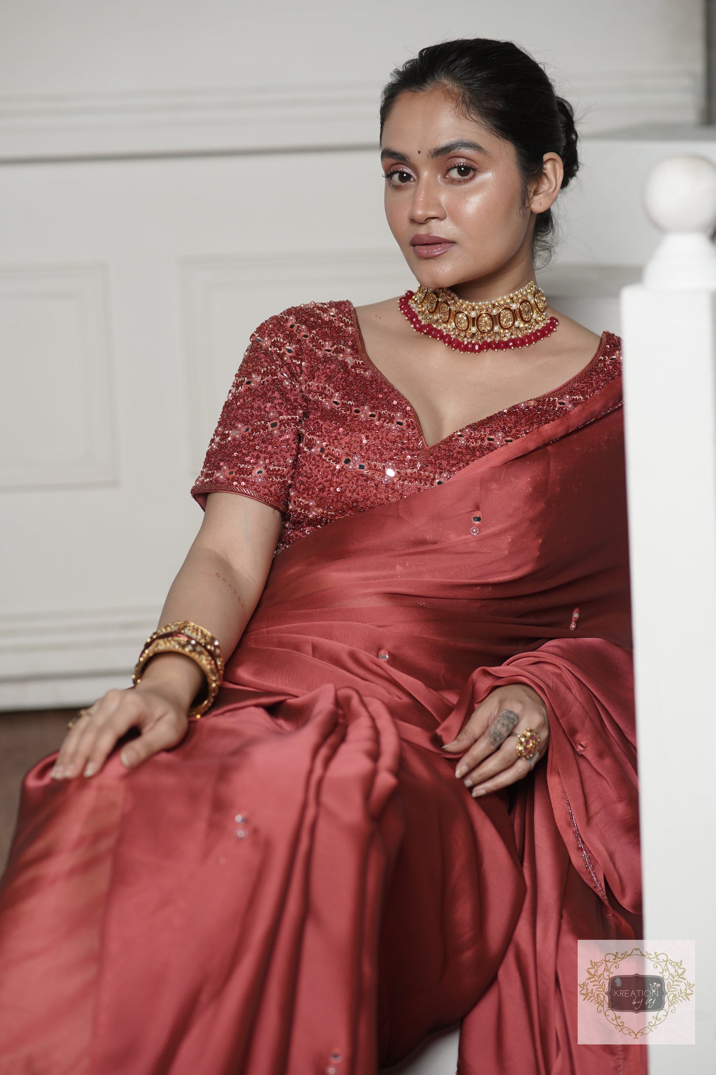 Dark Pink Cocktail Saree kreationbykj