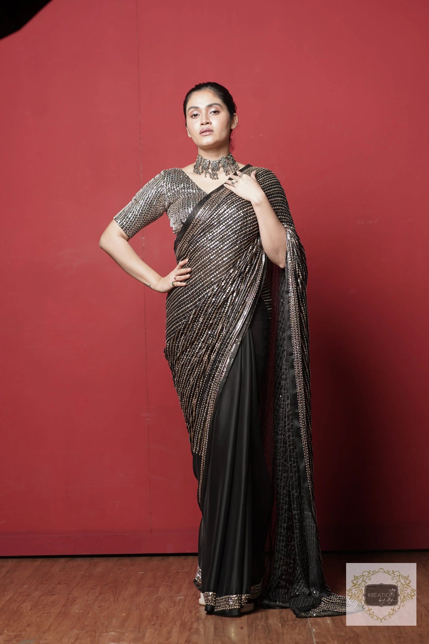Black Chand Sifarish Saree kreationbykj