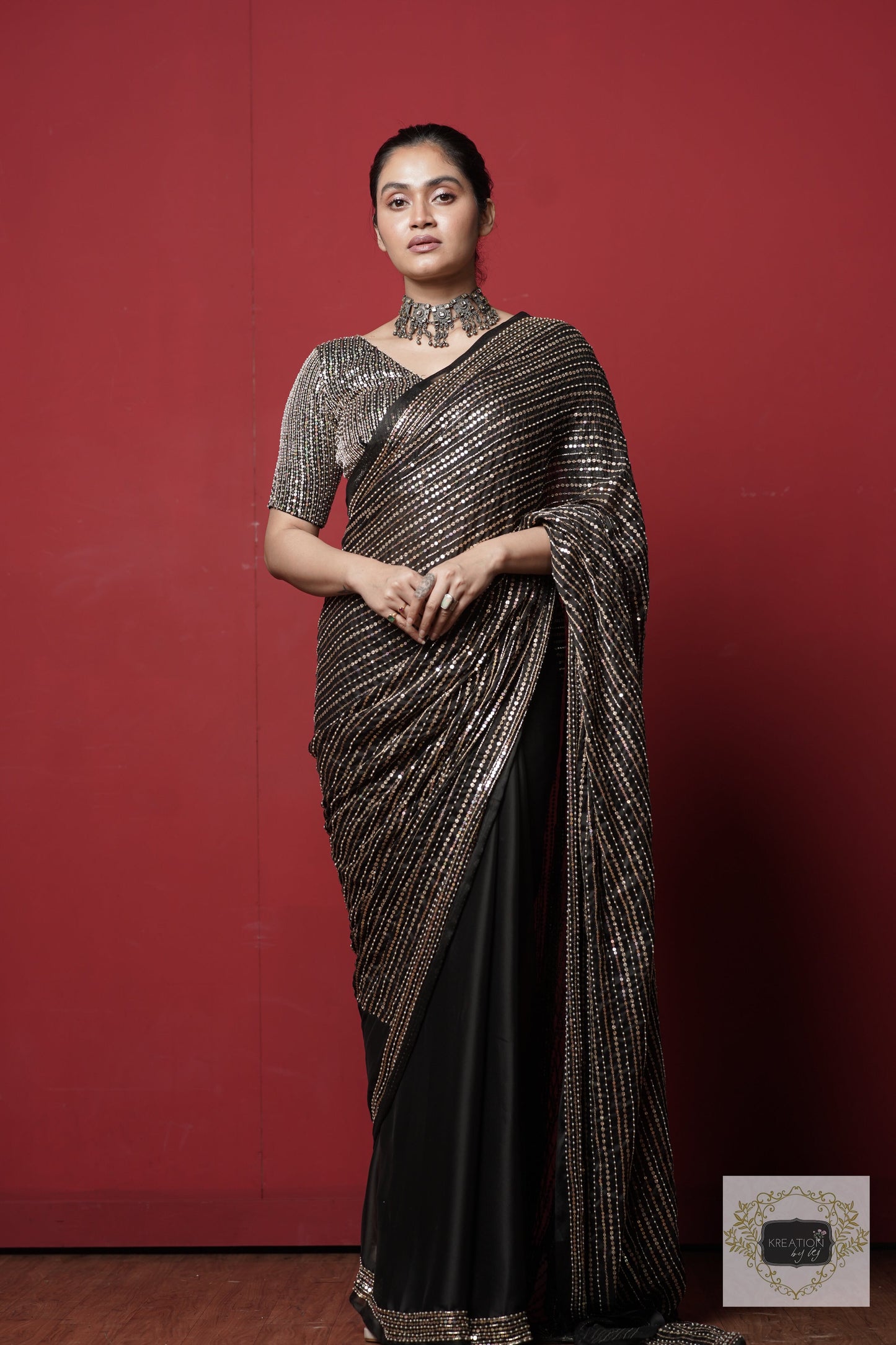 Black Chand Sifarish Saree kreationbykj