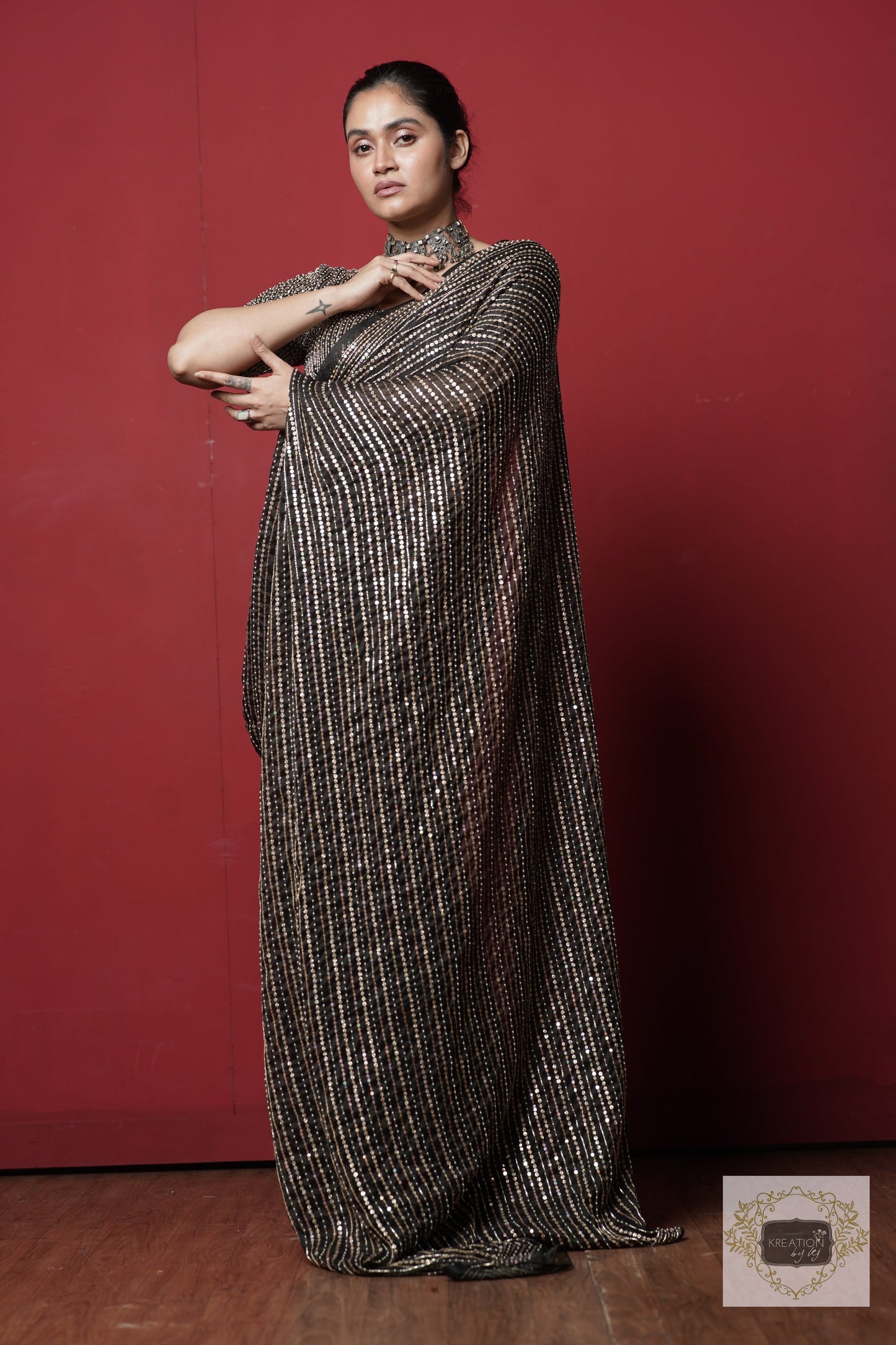 Black Chand Sifarish Saree kreationbykj