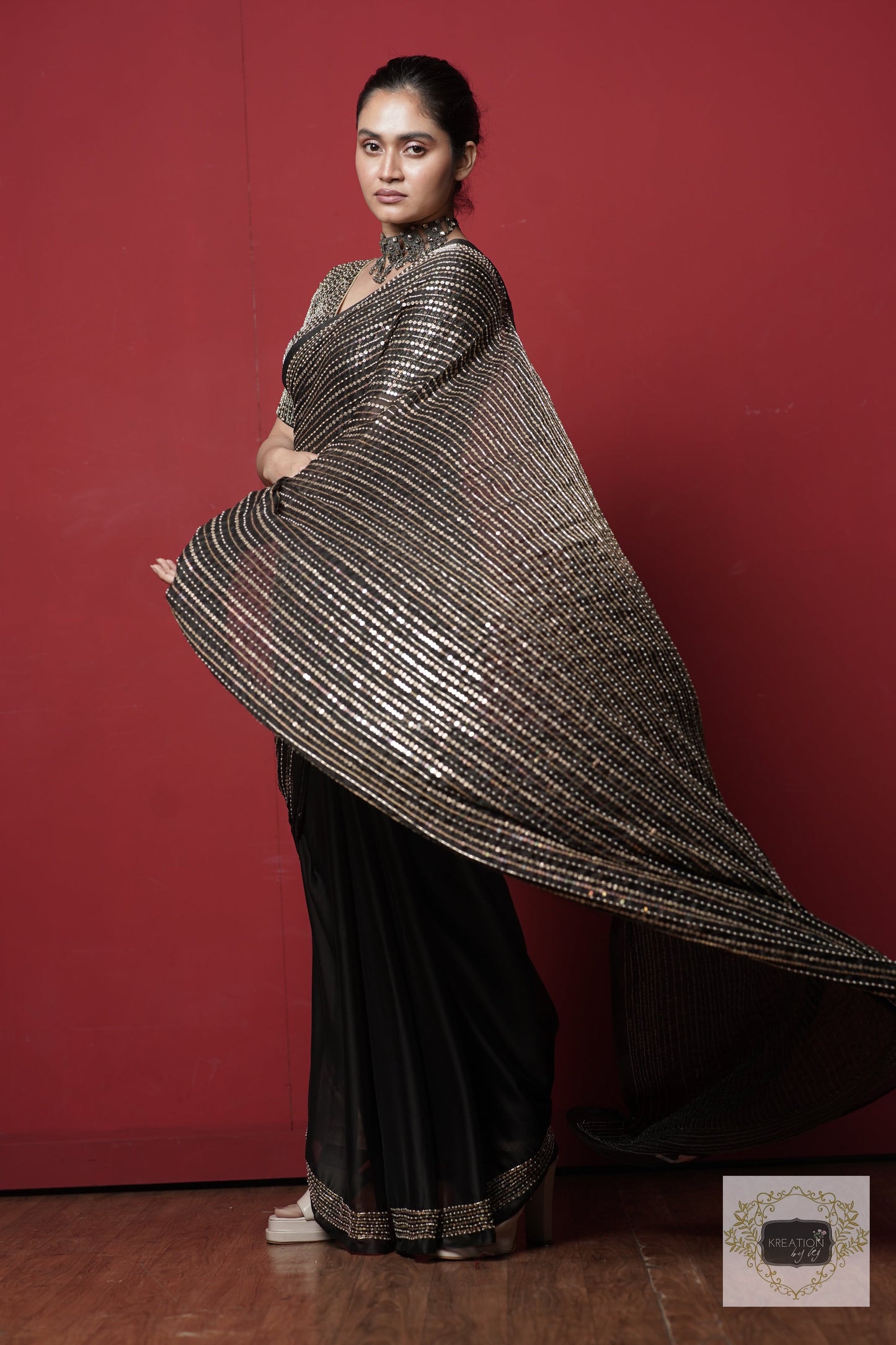 Black Chand Sifarish Saree kreationbykj