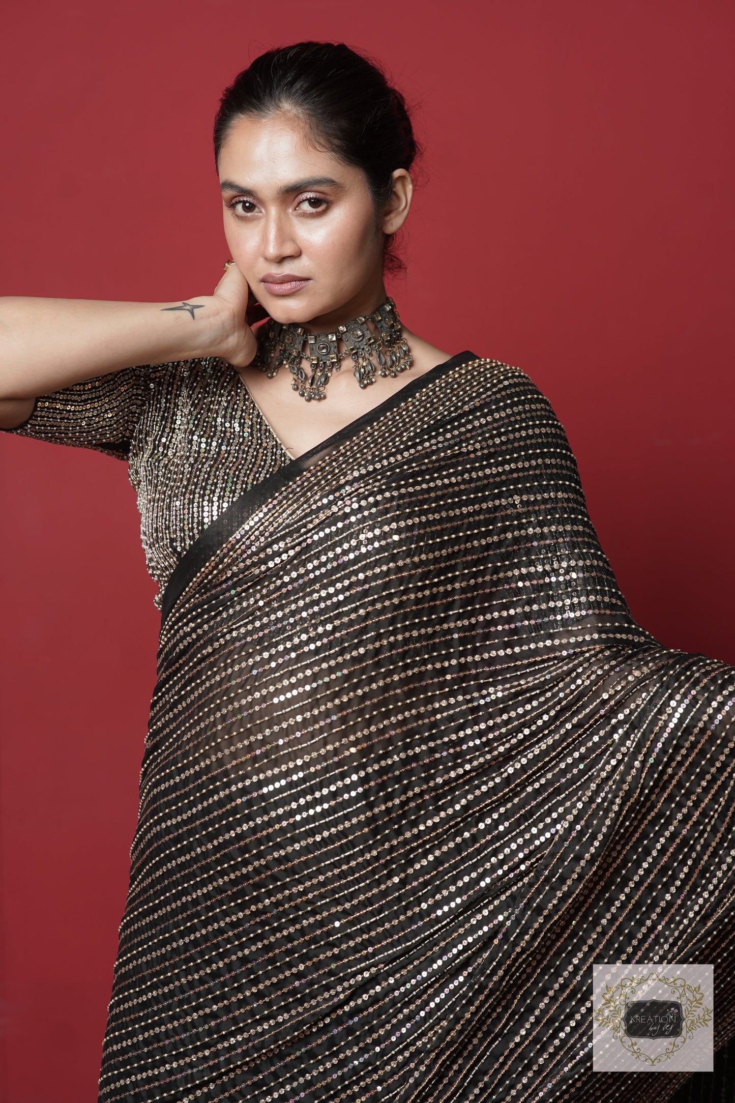 Black Chand Sifarish Saree kreationbykj