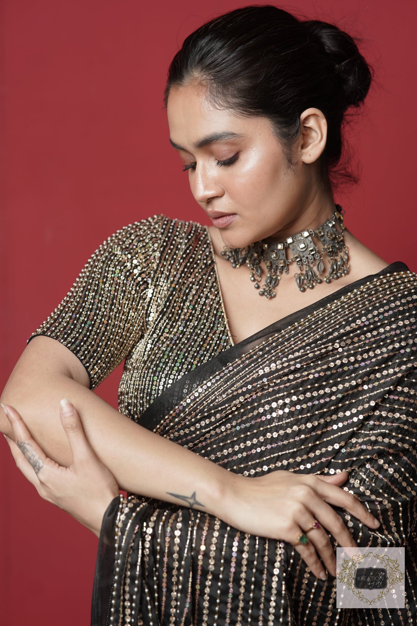 Black Chand Sifarish Saree kreationbykj