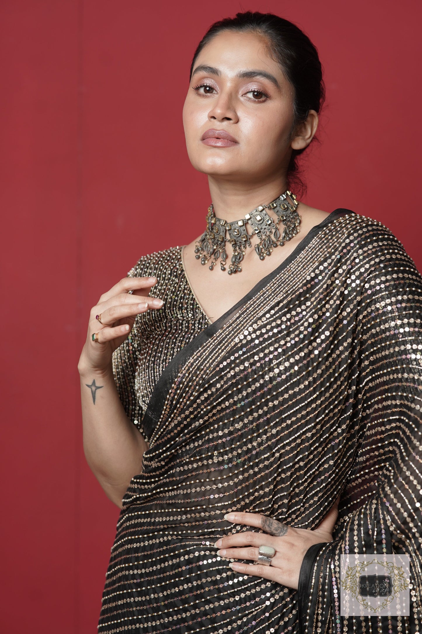 Black Chand Sifarish Saree kreationbykj