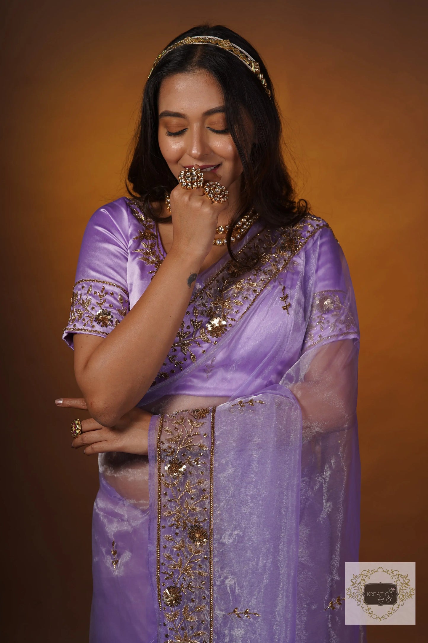 Lavender Glass Tissue Anaya Saree kreationbykj