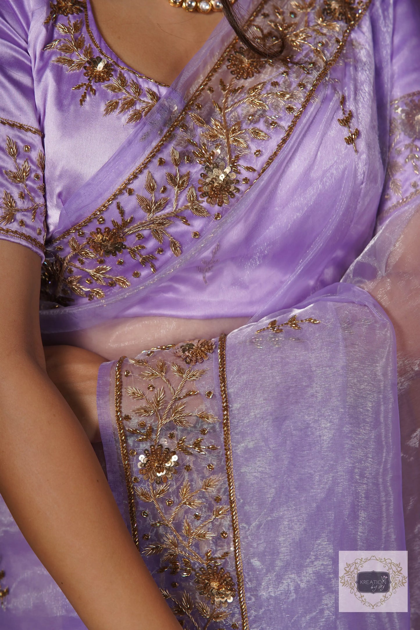 Lavender Glass Tissue Anaya Saree kreationbykj
