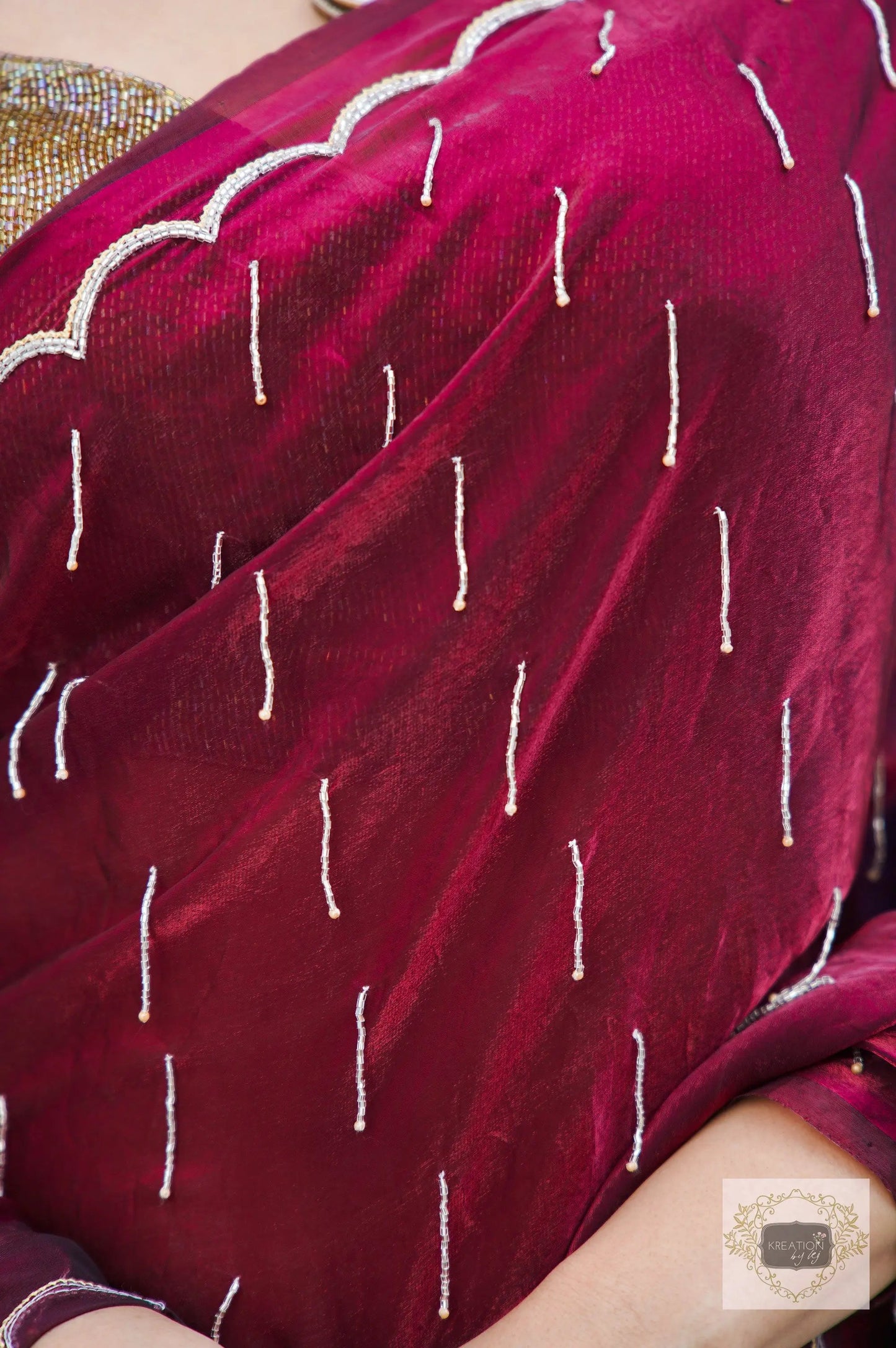 Wine Chammak Challo Saree kreationbykj