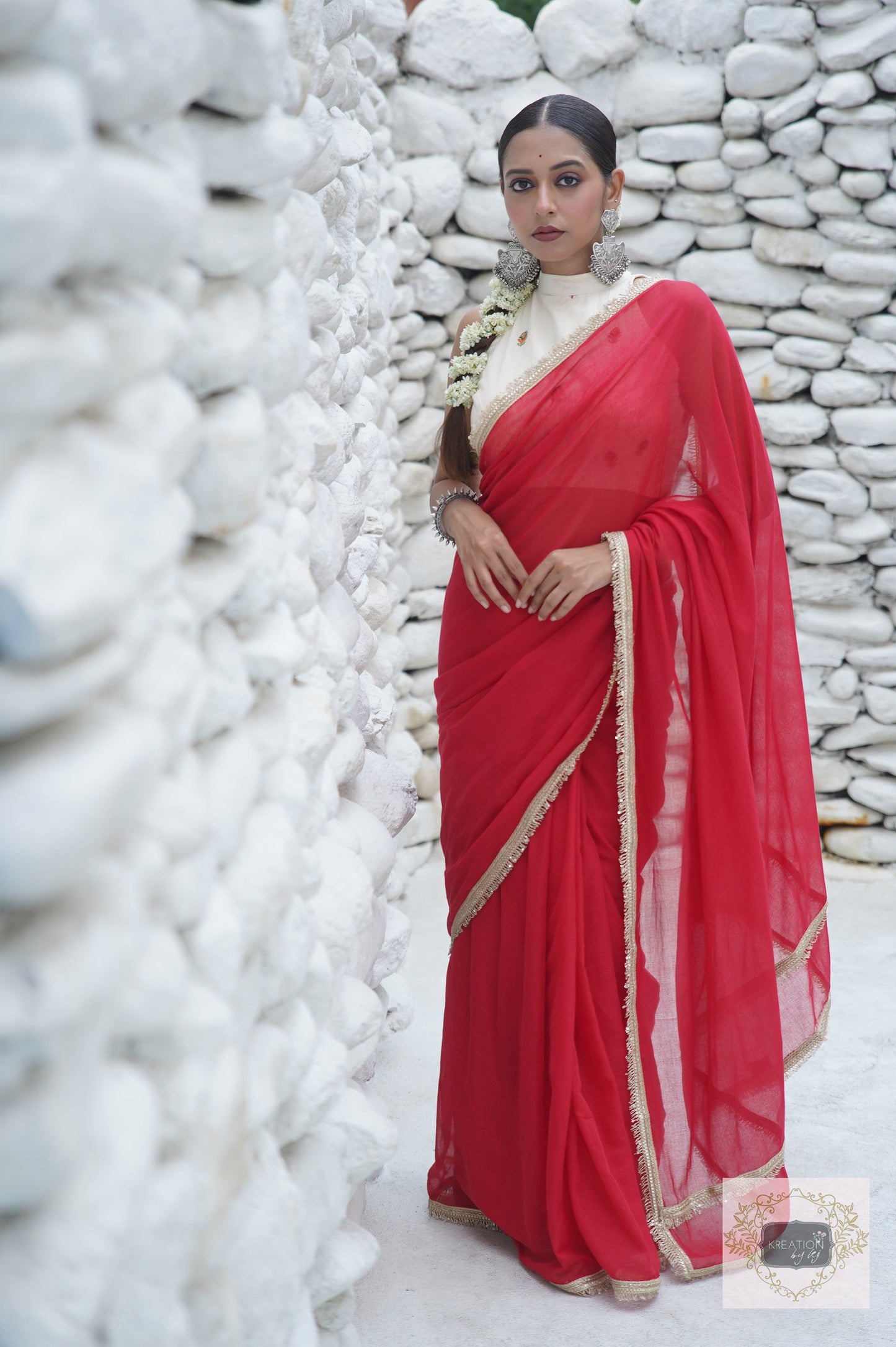 Laal Ishq Mulmul Saree kreationbykj