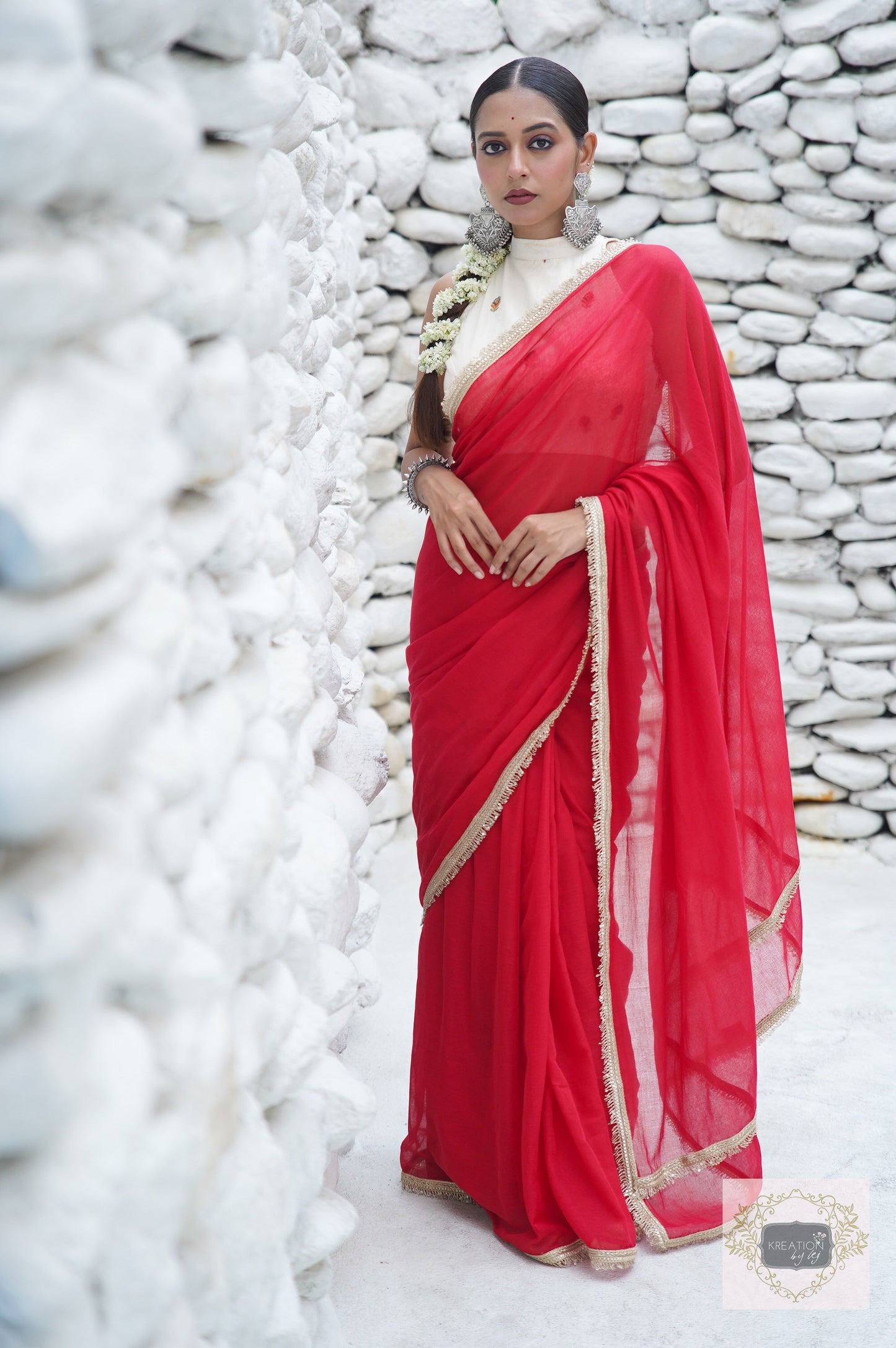 Laal Ishq Mulmul Saree kreationbykj