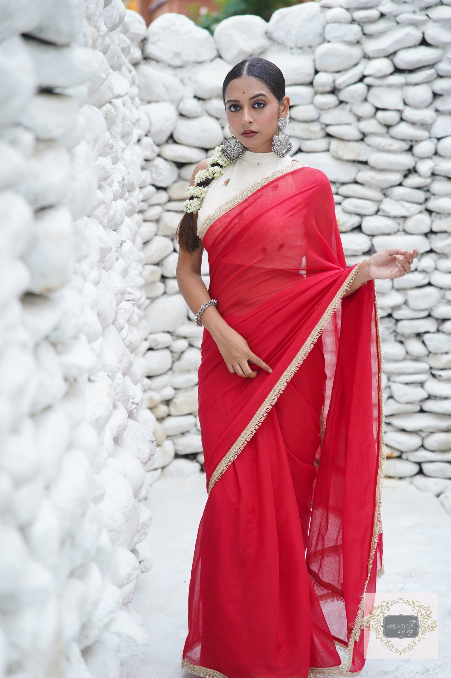 Laal Ishq Mulmul Saree kreationbykj