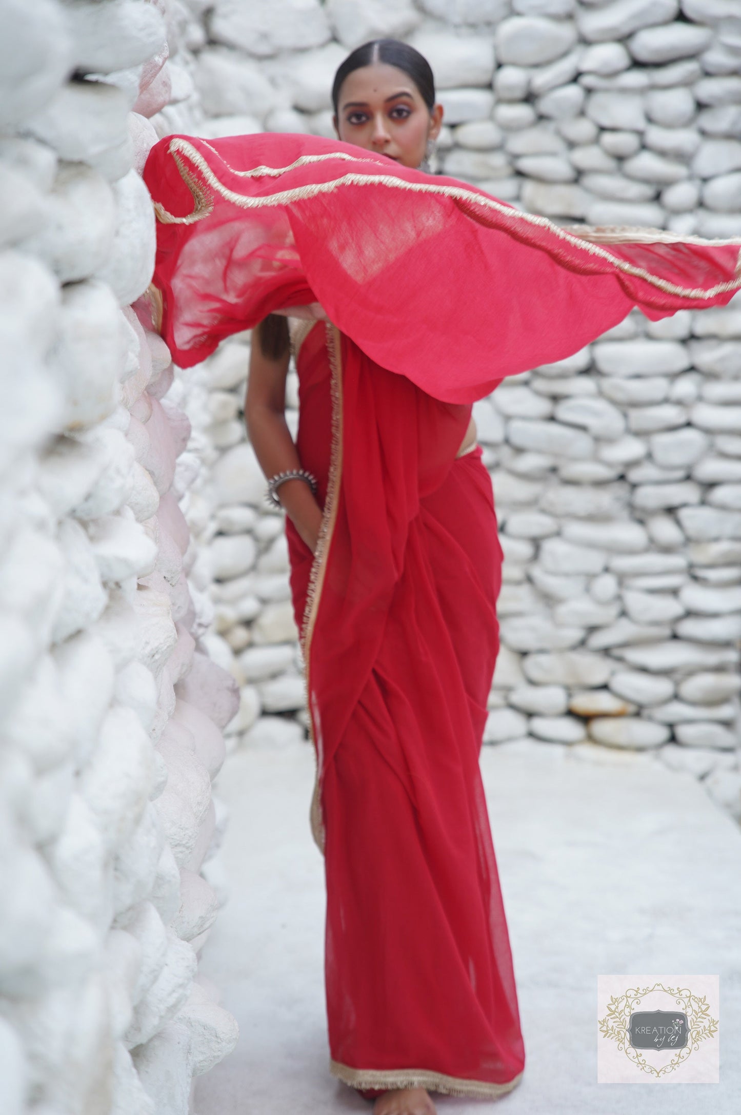 Laal Ishq Mulmul Saree kreationbykj