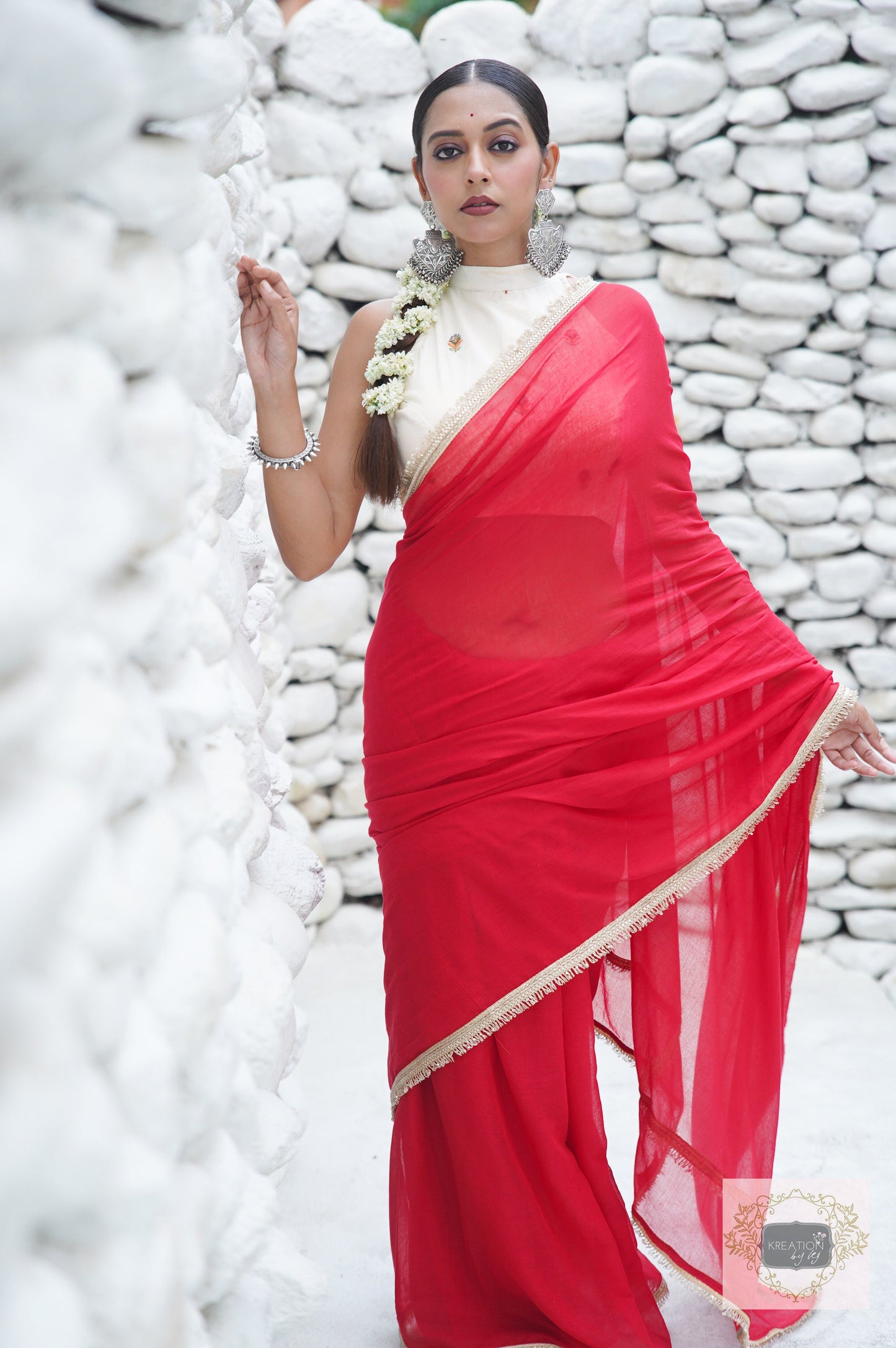 Laal Ishq Mulmul Saree kreationbykj