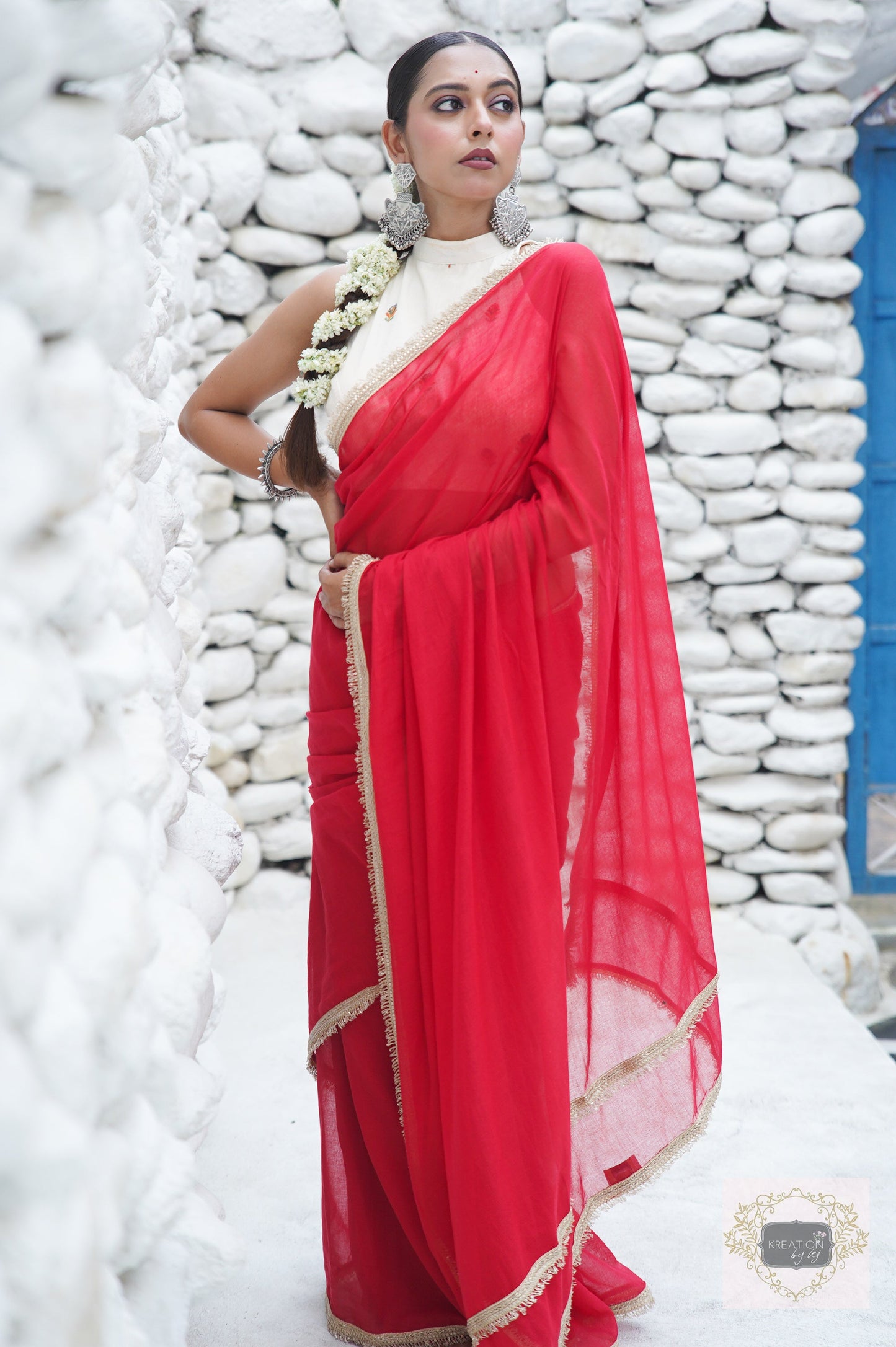 Laal Ishq Mulmul Saree kreationbykj