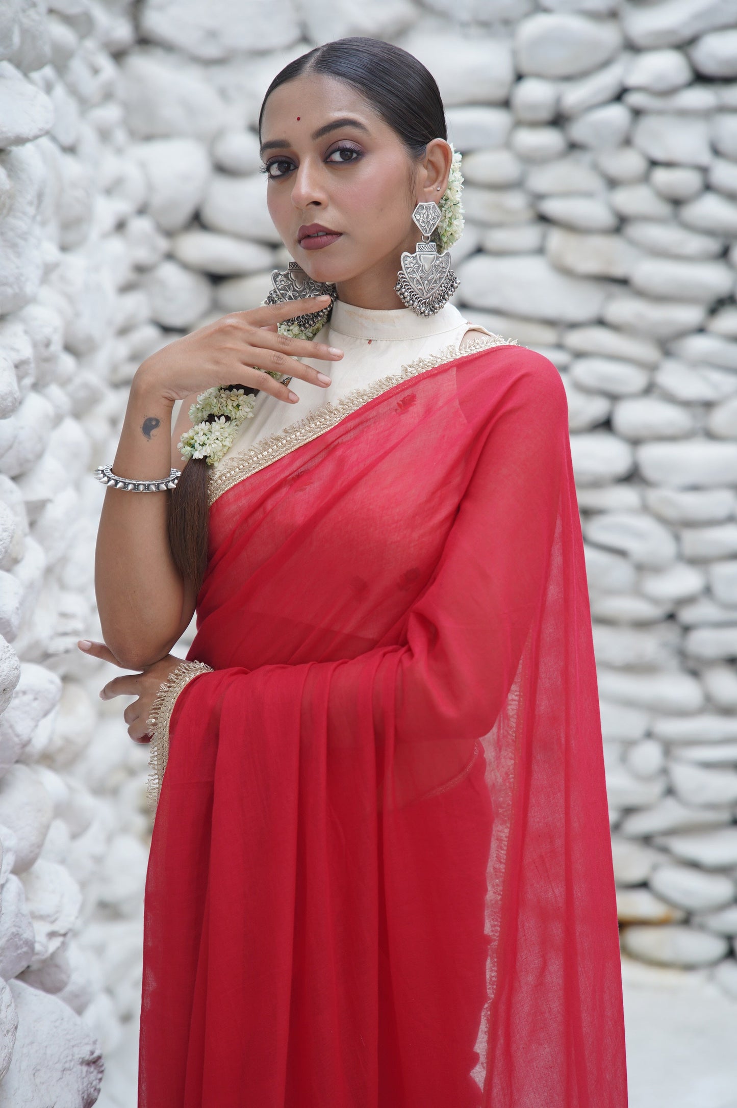 Laal Ishq Mulmul Saree kreationbykj