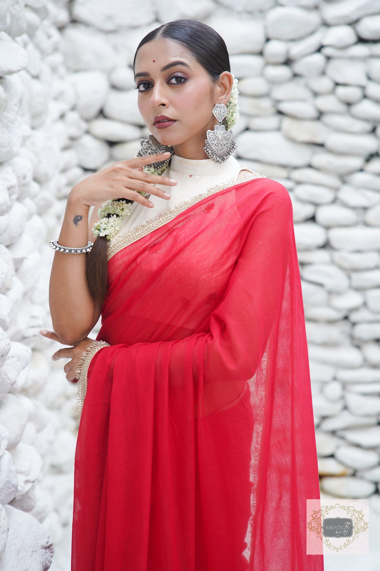 Laal Ishq Mulmul Saree kreationbykj