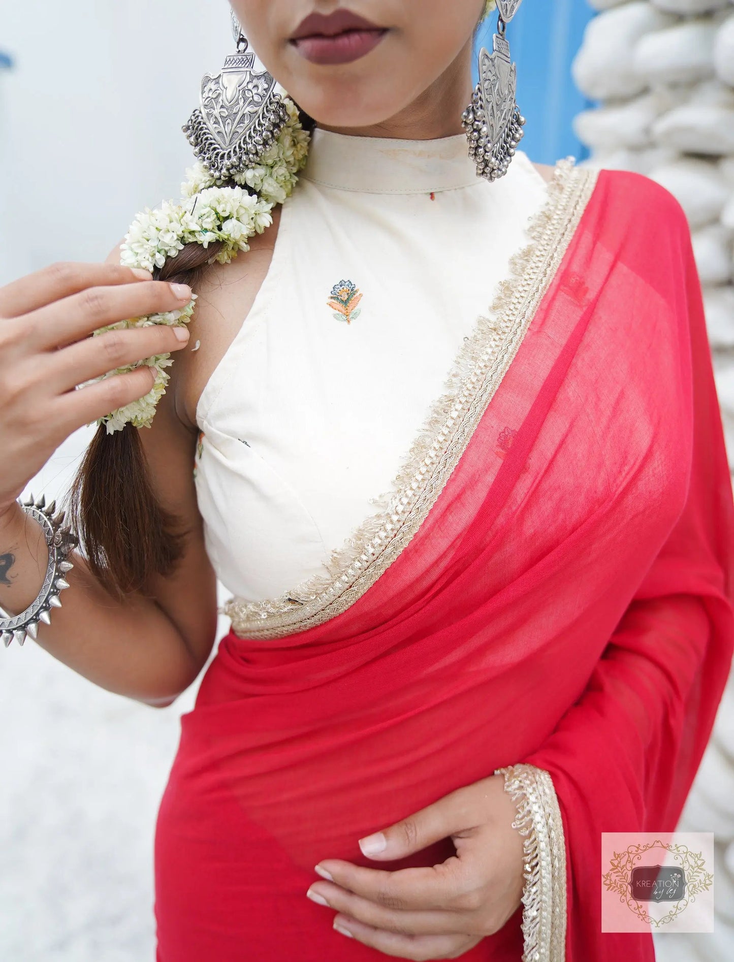 Laal Ishq Mulmul Saree kreationbykj