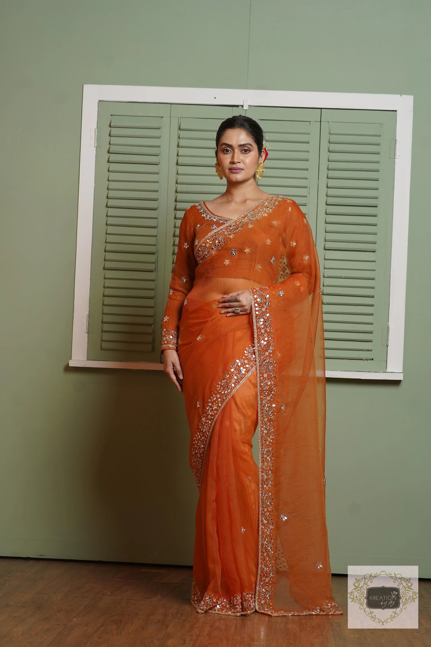 Raw Honey Sheesh Mahal Saree kreationbykj