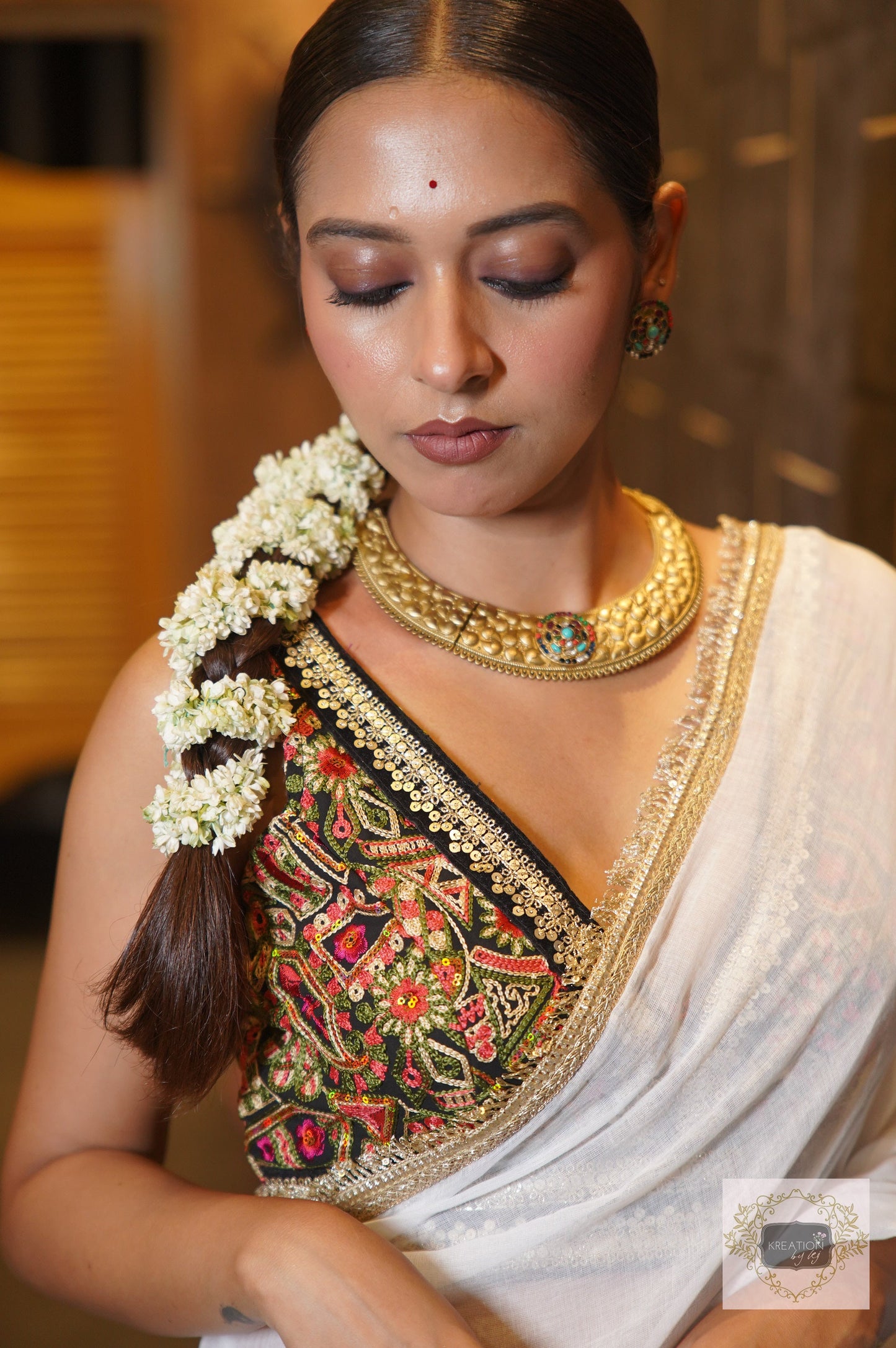 Rooh White Mulmul Saree kreationbykj