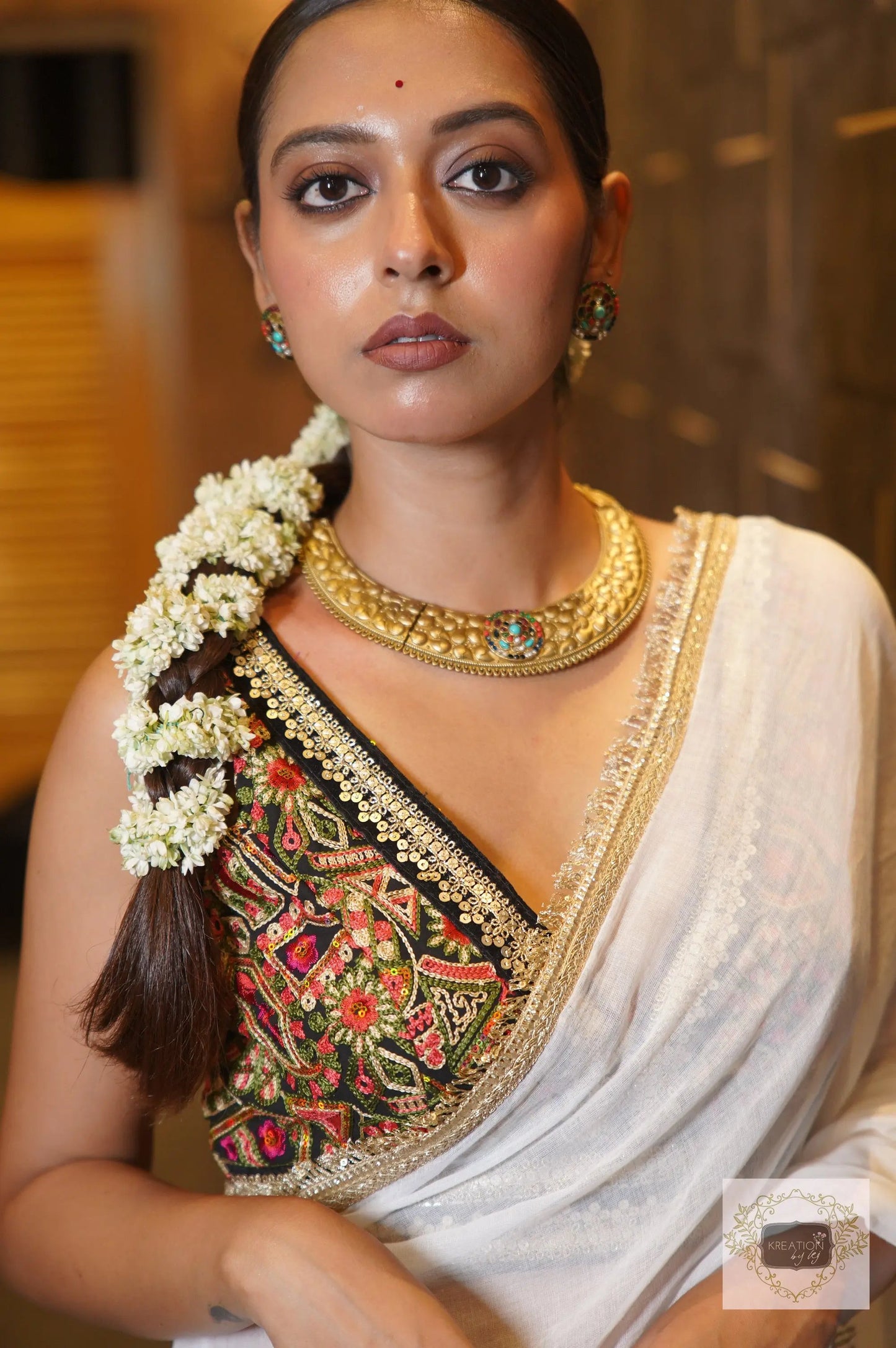 Rooh White Mulmul Saree kreationbykj