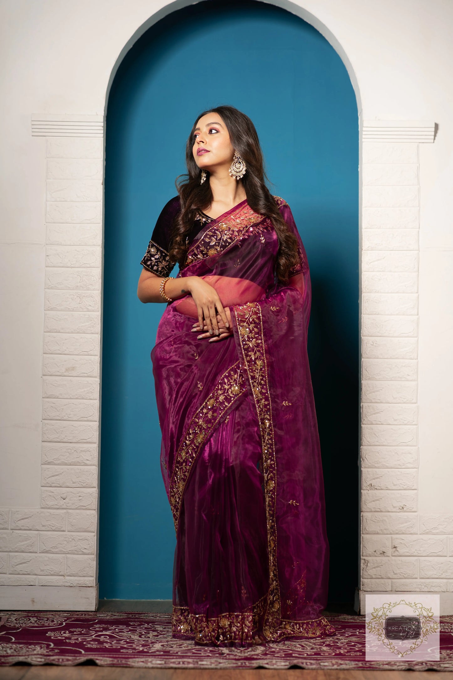 Purple Wine Glass Tissue Anaya Saree kreationbykj