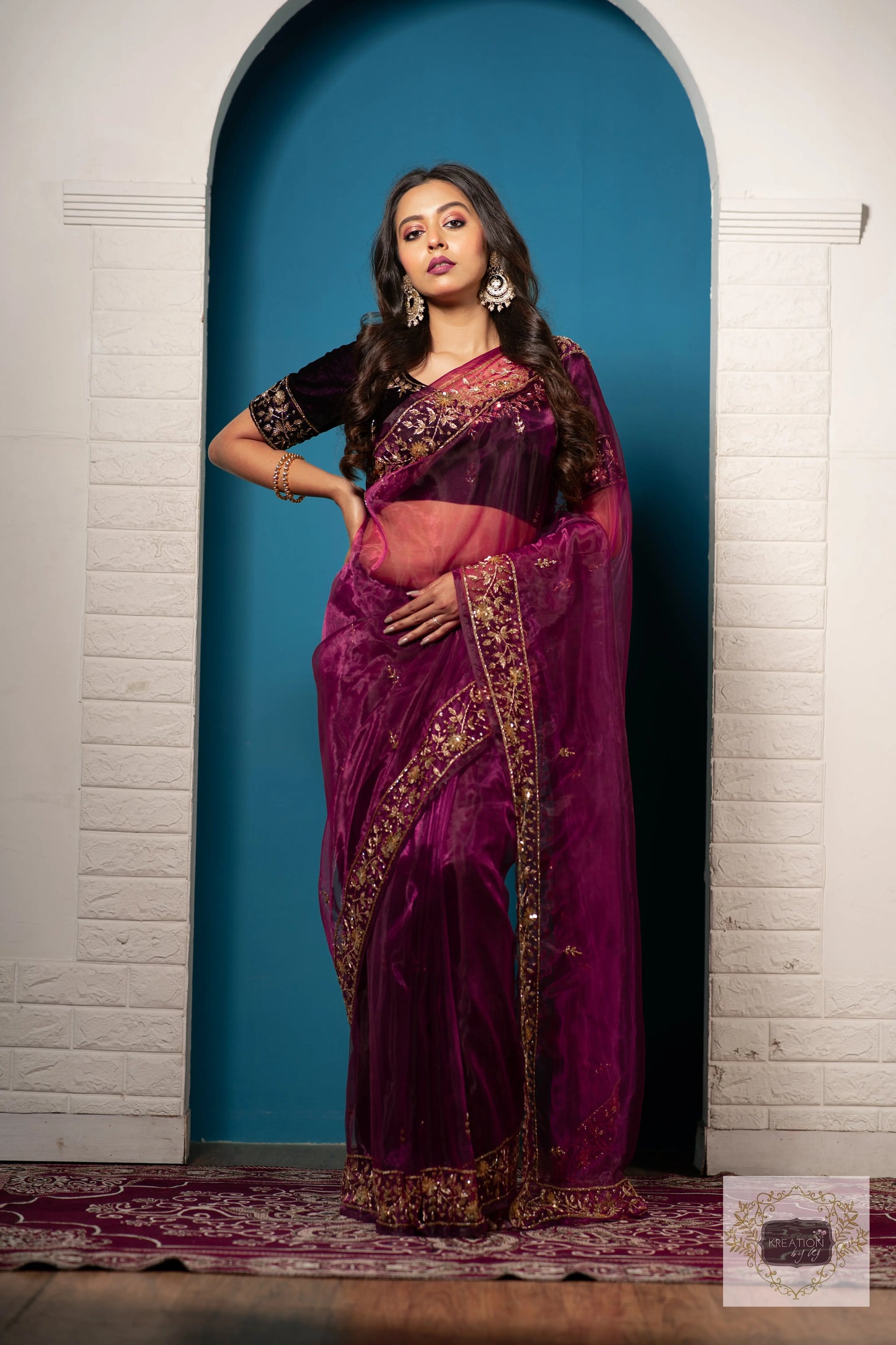 Purple Wine Glass Tissue Anaya Saree kreationbykj