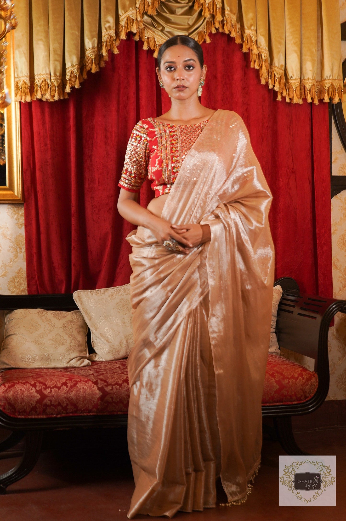 Anjali Ivory Cotton Tissue Saree kreationbykj