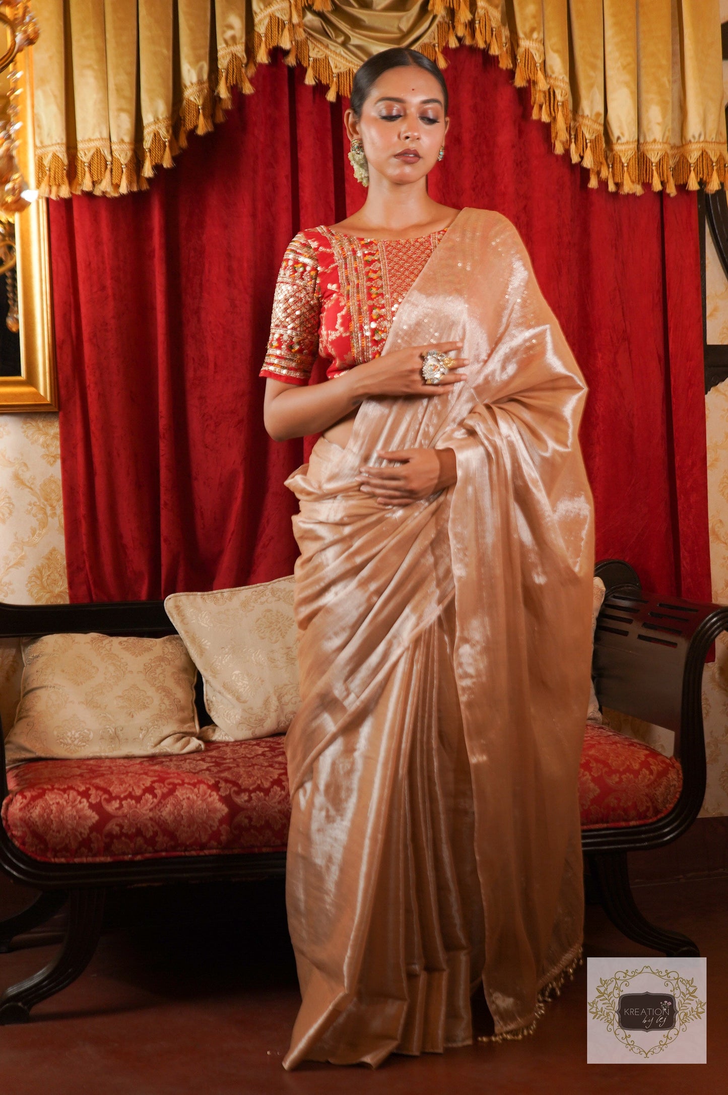 Anjali Ivory Cotton Tissue Saree kreationbykj