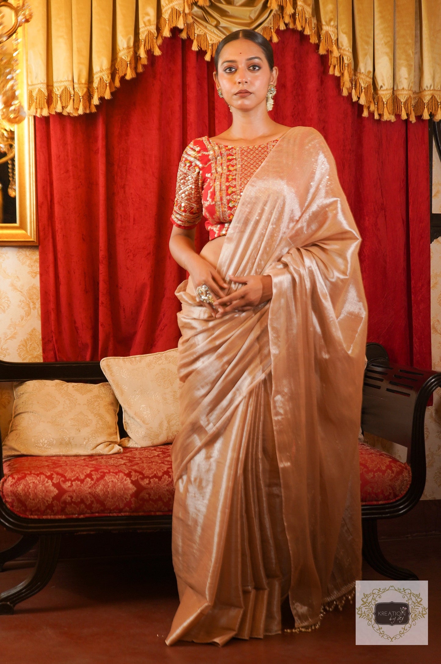 Anjali Ivory Cotton Tissue Saree kreationbykj