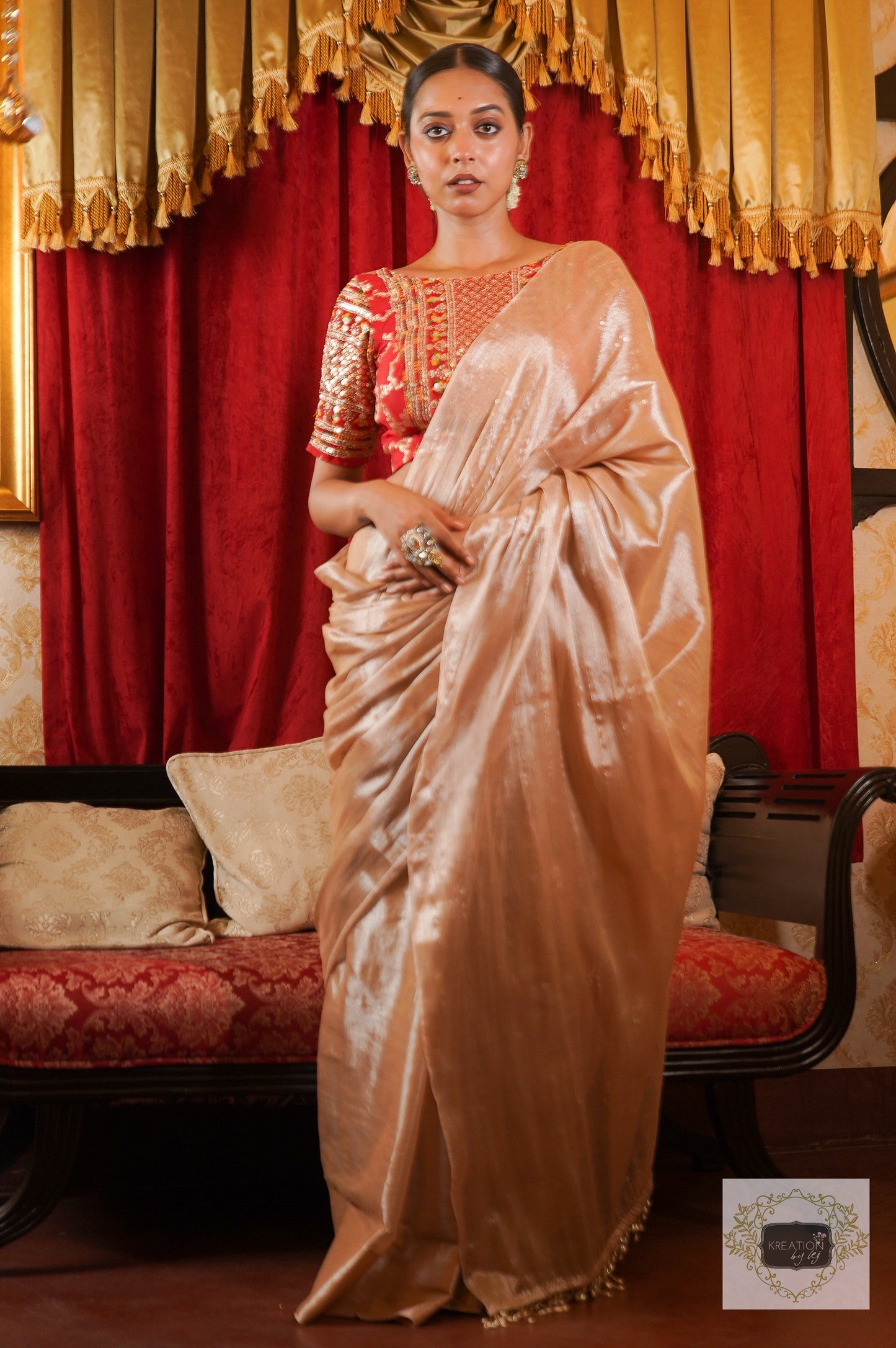 Anjali Ivory Cotton Tissue Saree kreationbykj