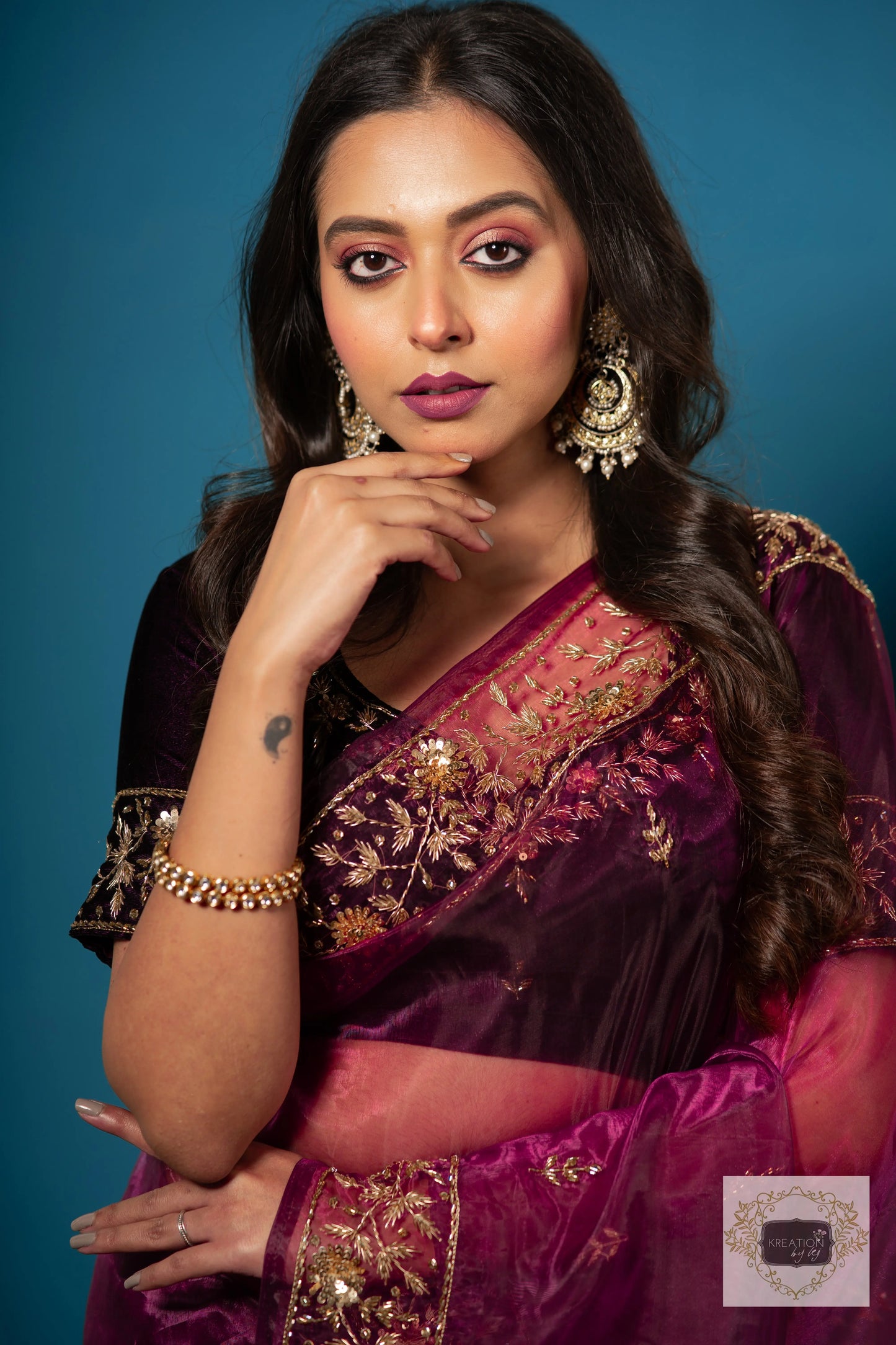 Purple Wine Glass Tissue Anaya Saree kreationbykj