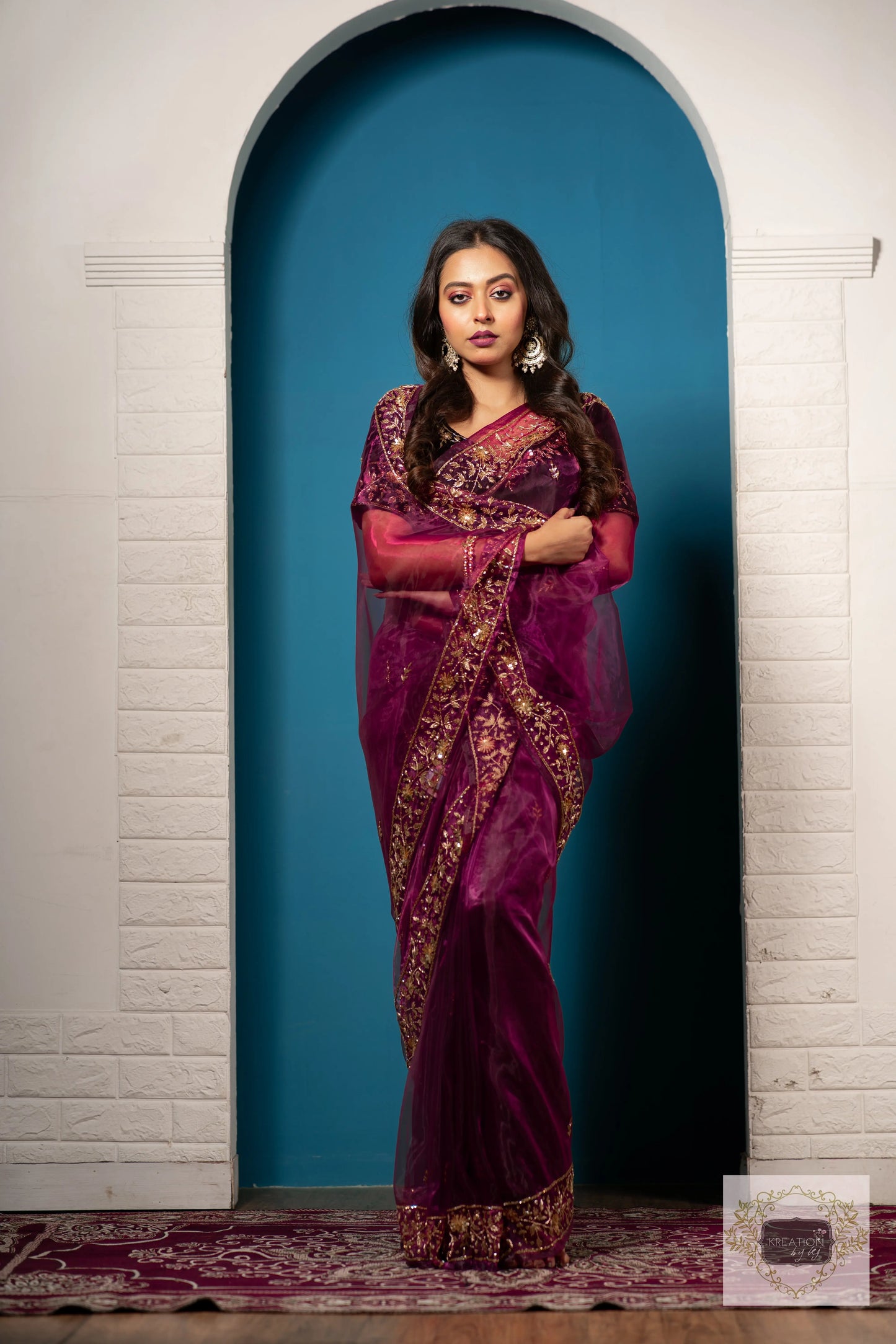 Purple Wine Glass Tissue Anaya Saree kreationbykj