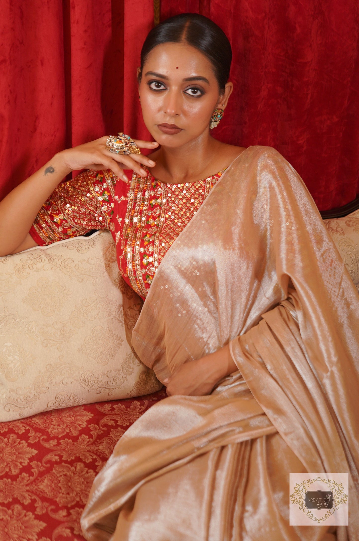 Anjali Ivory Cotton Tissue Saree kreationbykj