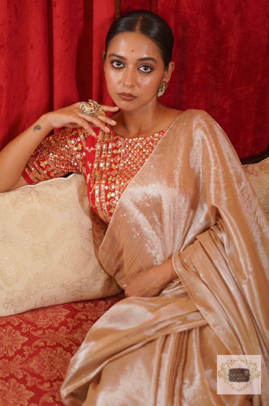 Anjali Ivory Cotton Tissue Saree kreationbykj