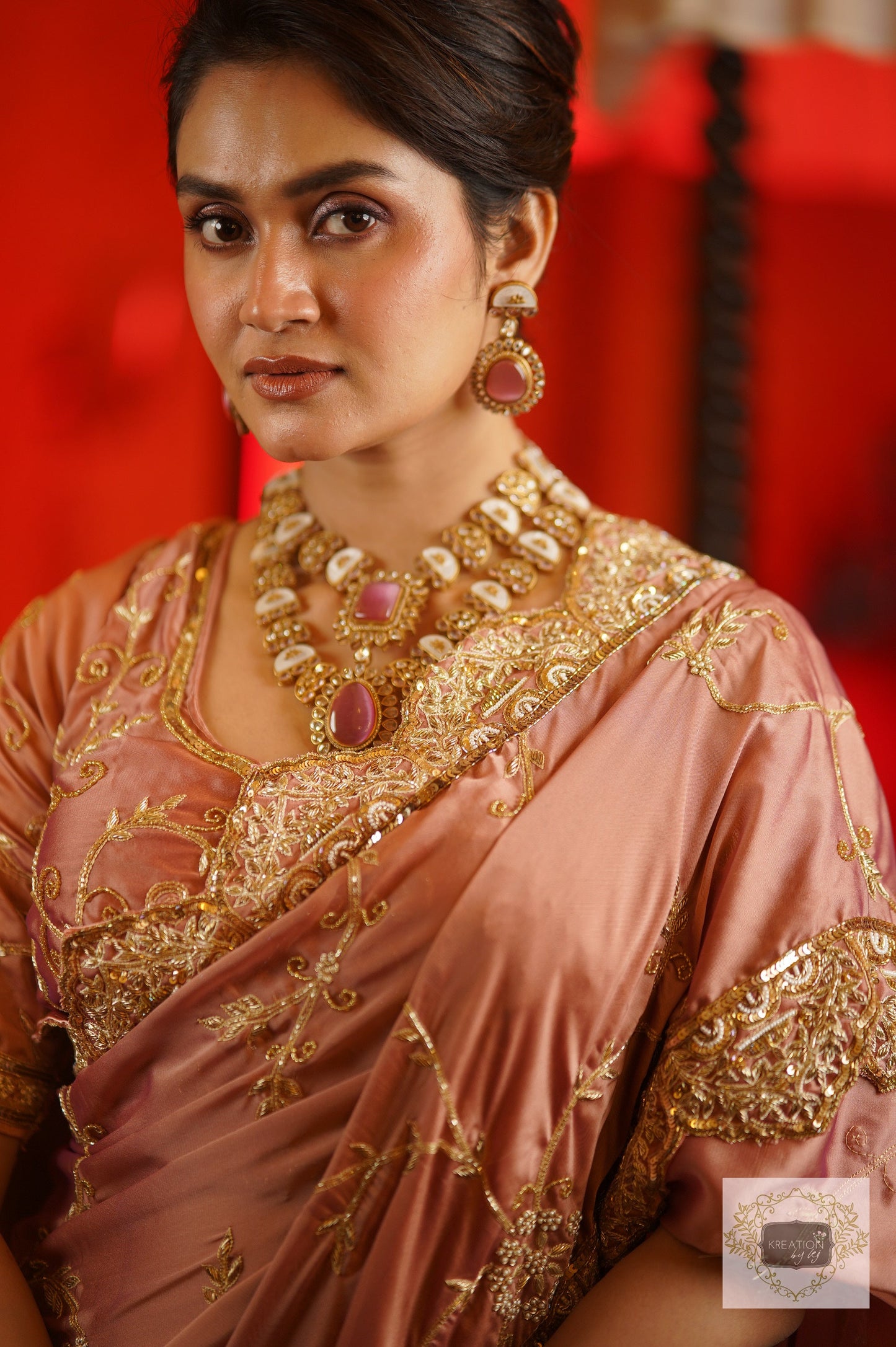 Nazm Dusty Rose Saree kreationbykj