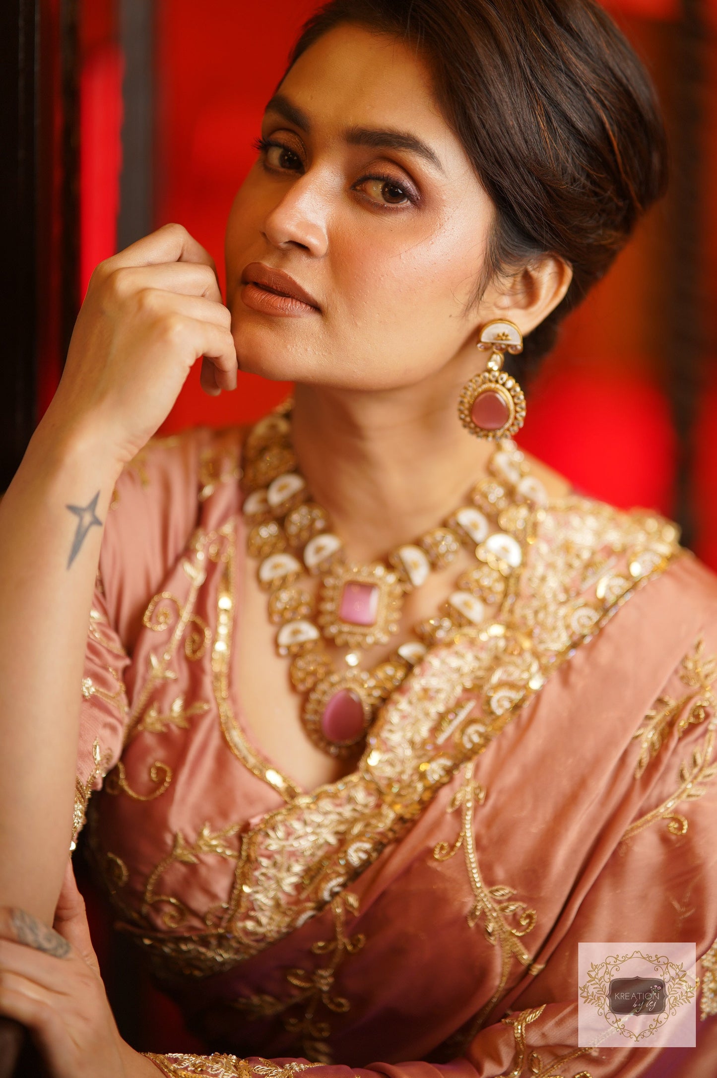 Nazm Dusty Rose Saree kreationbykj