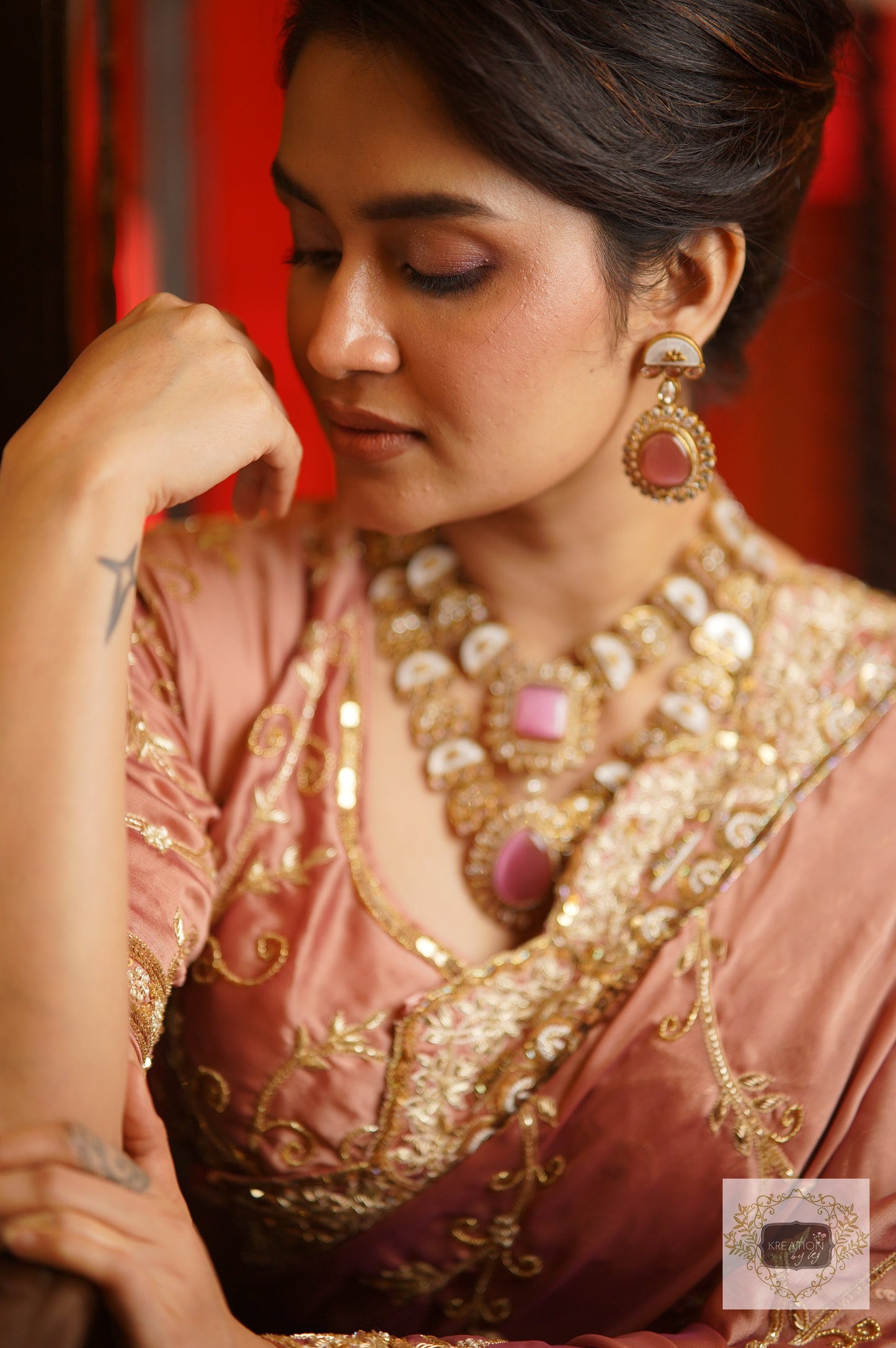 Nazm Dusty Rose Saree kreationbykj