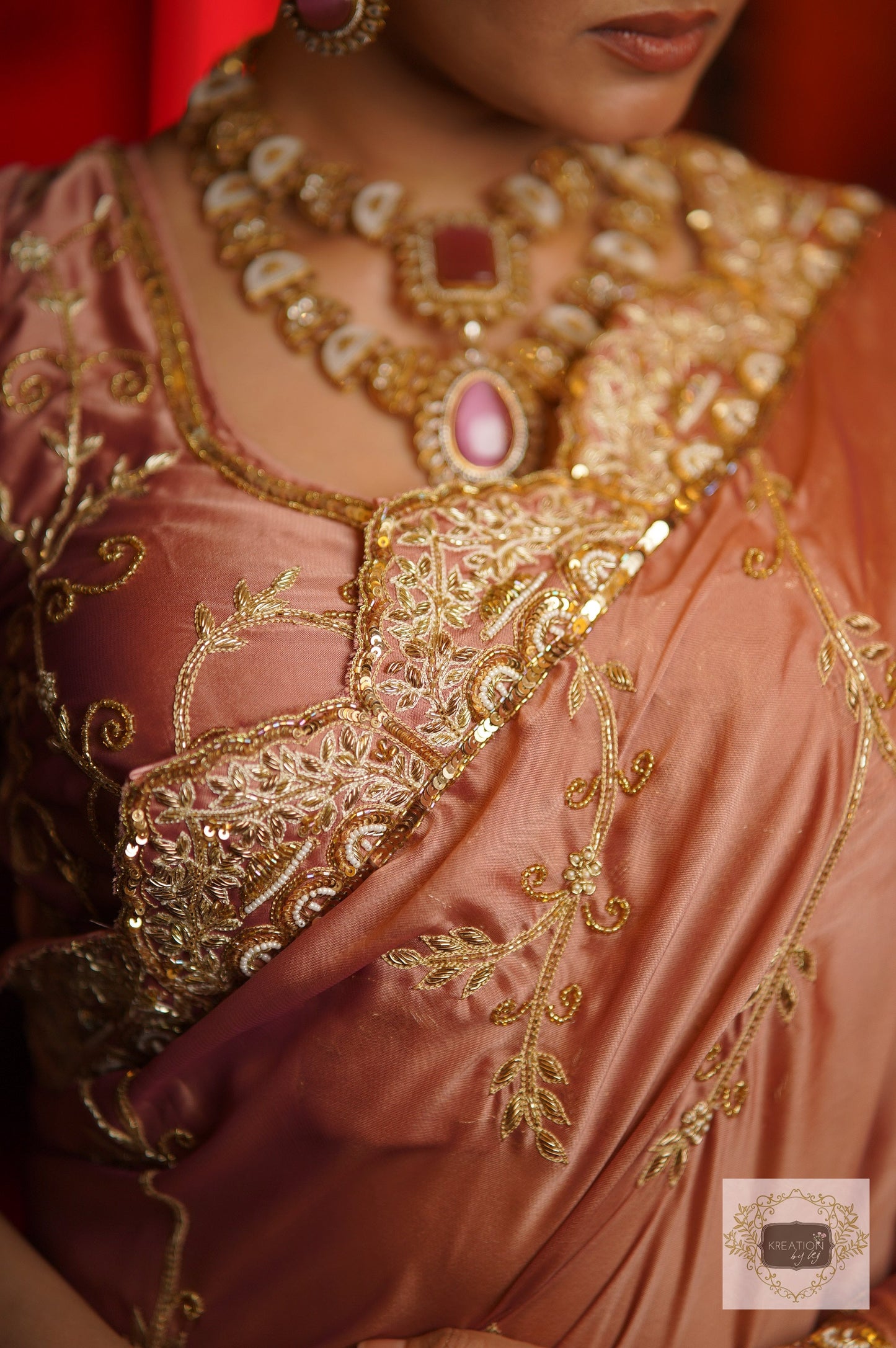 Nazm Dusty Rose Saree kreationbykj