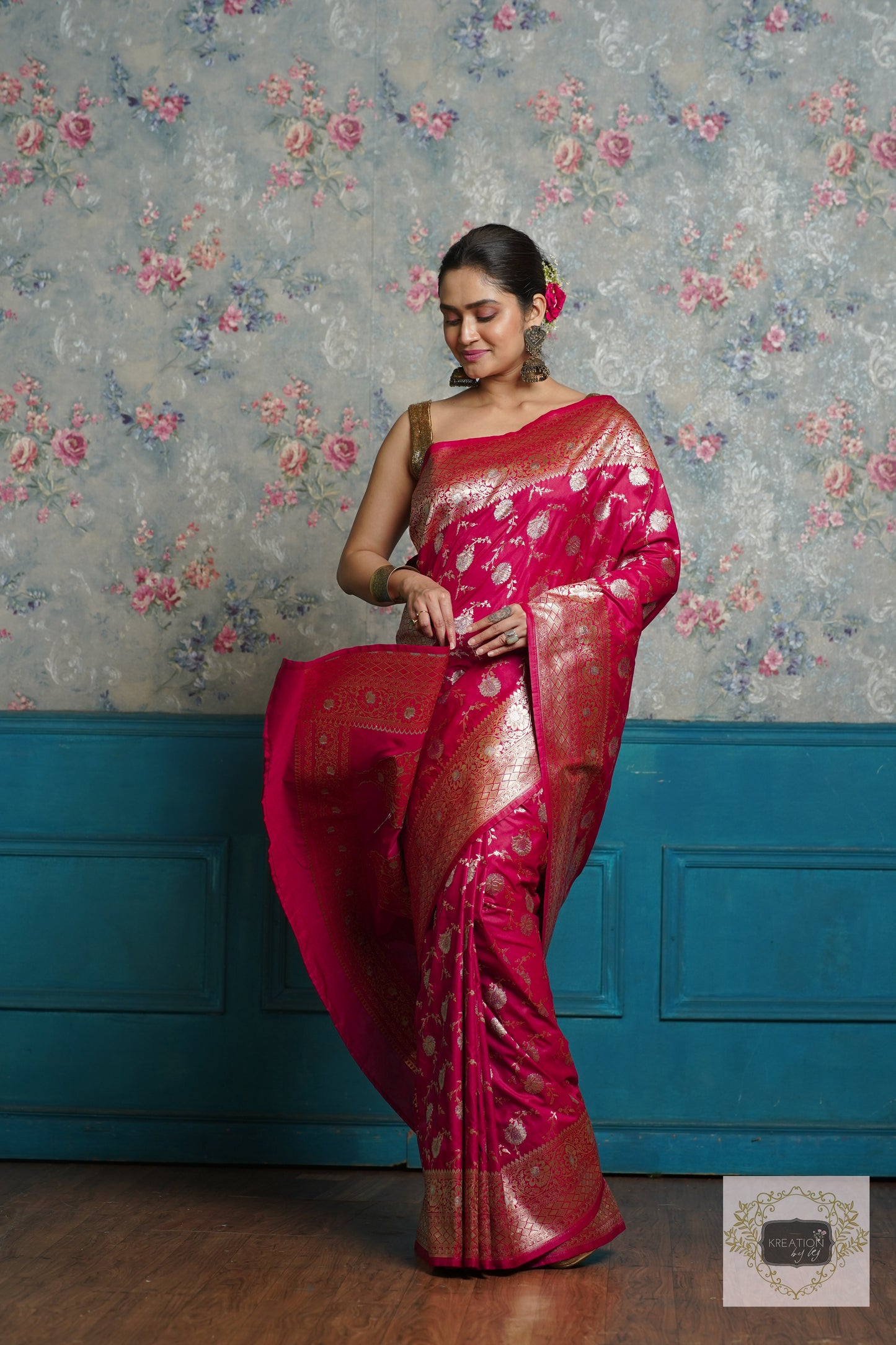 Maroon Banarasi Silk Saree For Bride kreationbykj