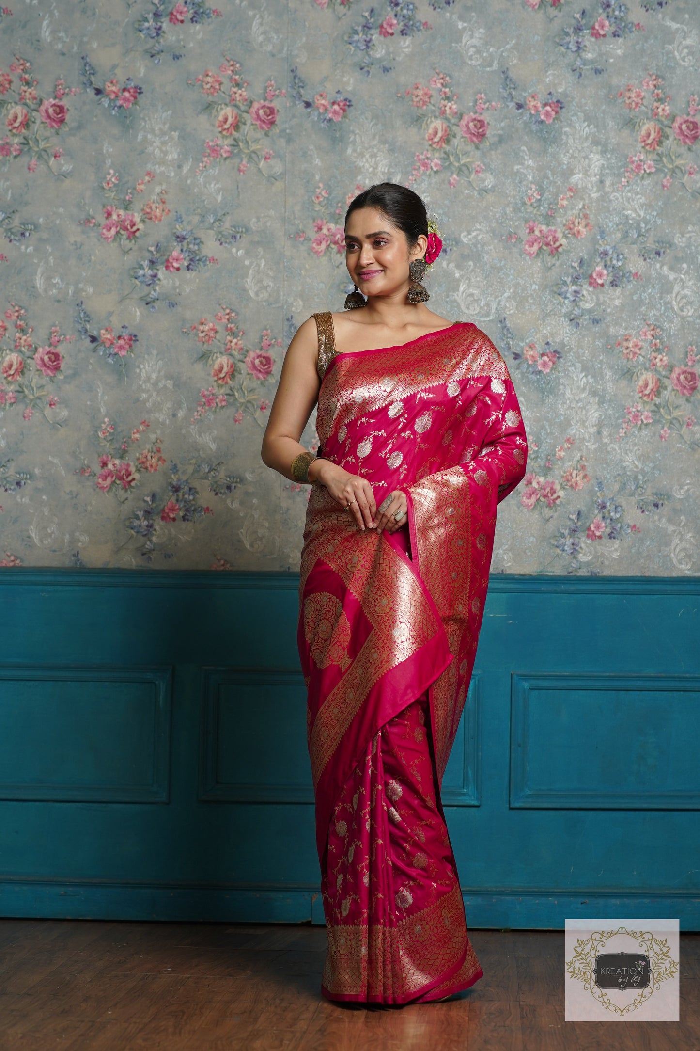 Maroon Banarasi Silk Saree For Bride kreationbykj