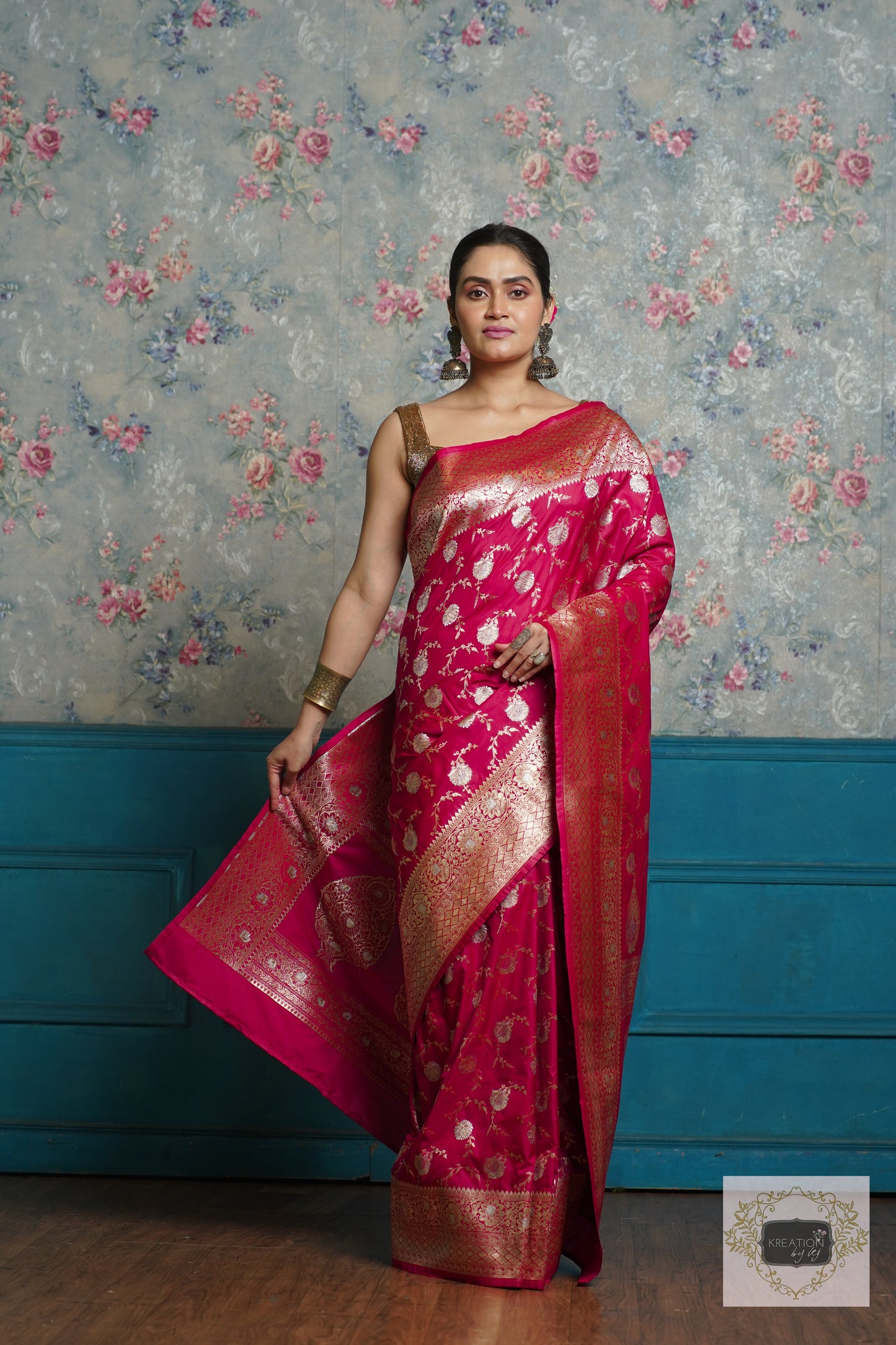 Maroon Banarasi Silk Saree For Bride kreationbykj